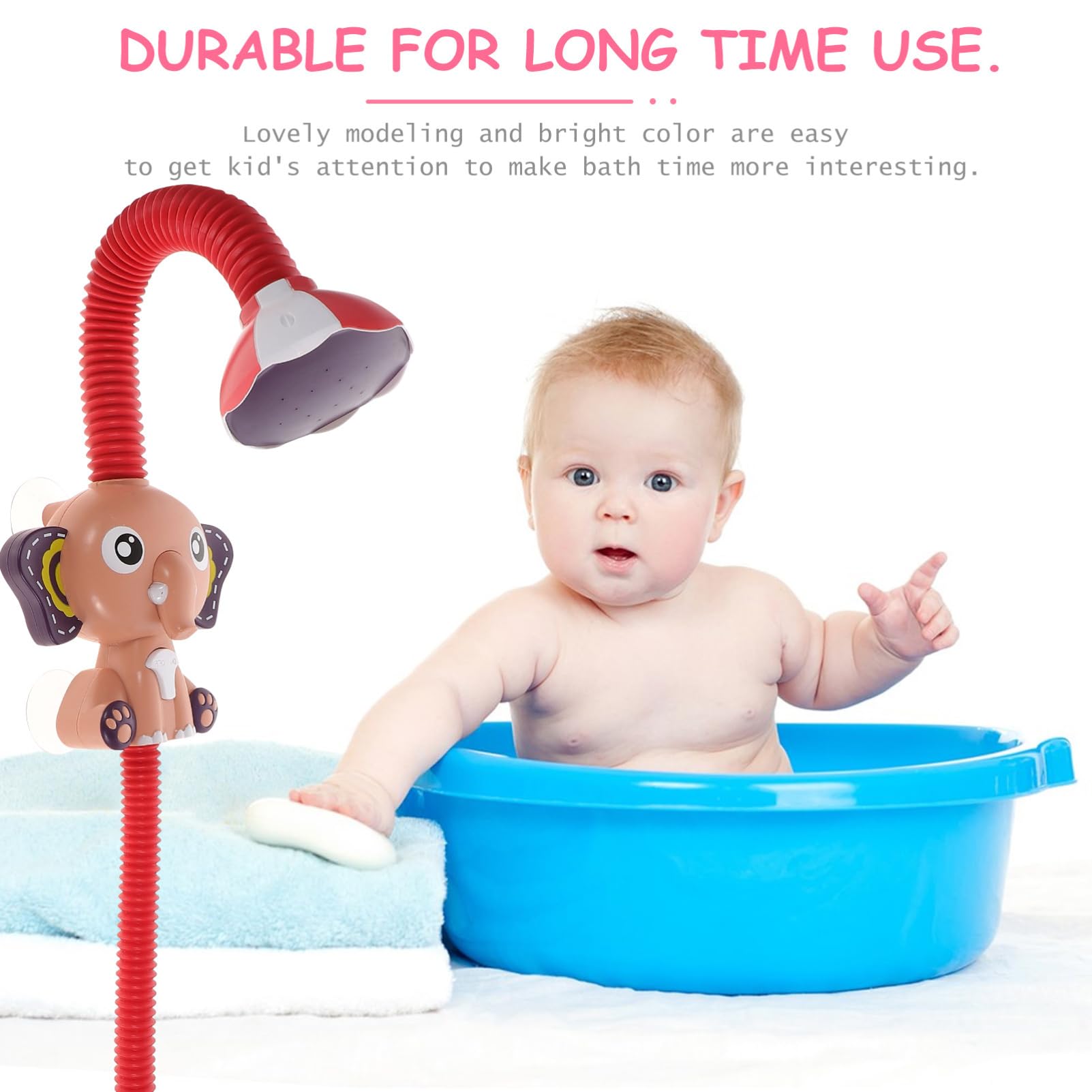 DRESSOOS Electric Shower Head Baby Bath Toys - Waterproof Plastic Shower Toys for Toddlers & Kids (Red) - Fun Bathtime Play & Sensory Development