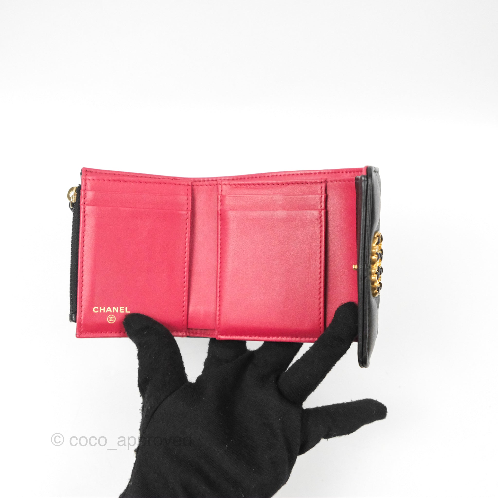 Chanel 19 Short Flap Wallet in Black Lambskin Leather - Luxury Designer Wallet for Women, Perfect for Everyday Use & Special Occasions