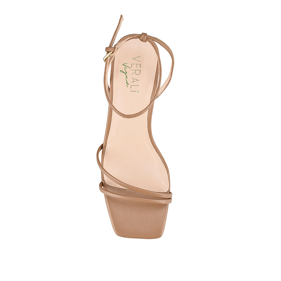 Stevie Block Heel Sandals for Women - Dark Camel Leather Comfortable Chunky Heel Shoes | Perfect for Summer, Weddings & Office Wear