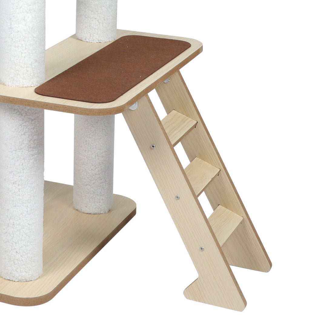 138cm Windmill Wood Cat Condo House - Cozy Multi-Level Cat Tree with Scratching Posts for Indoor Cats - Perfect for Play, Sleep & Climbing in Home or Office