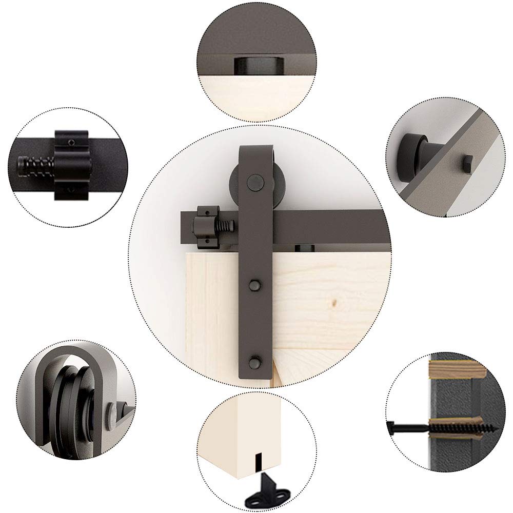 TSMST 13FT Heavy Duty Sliding Barn Door Hardware Kit - J Shape Track for Double Wood Doors - Smooth Quiet Operation & Easy Installation - Perfect for Farmhouse, Loft, and Modern Interior Design