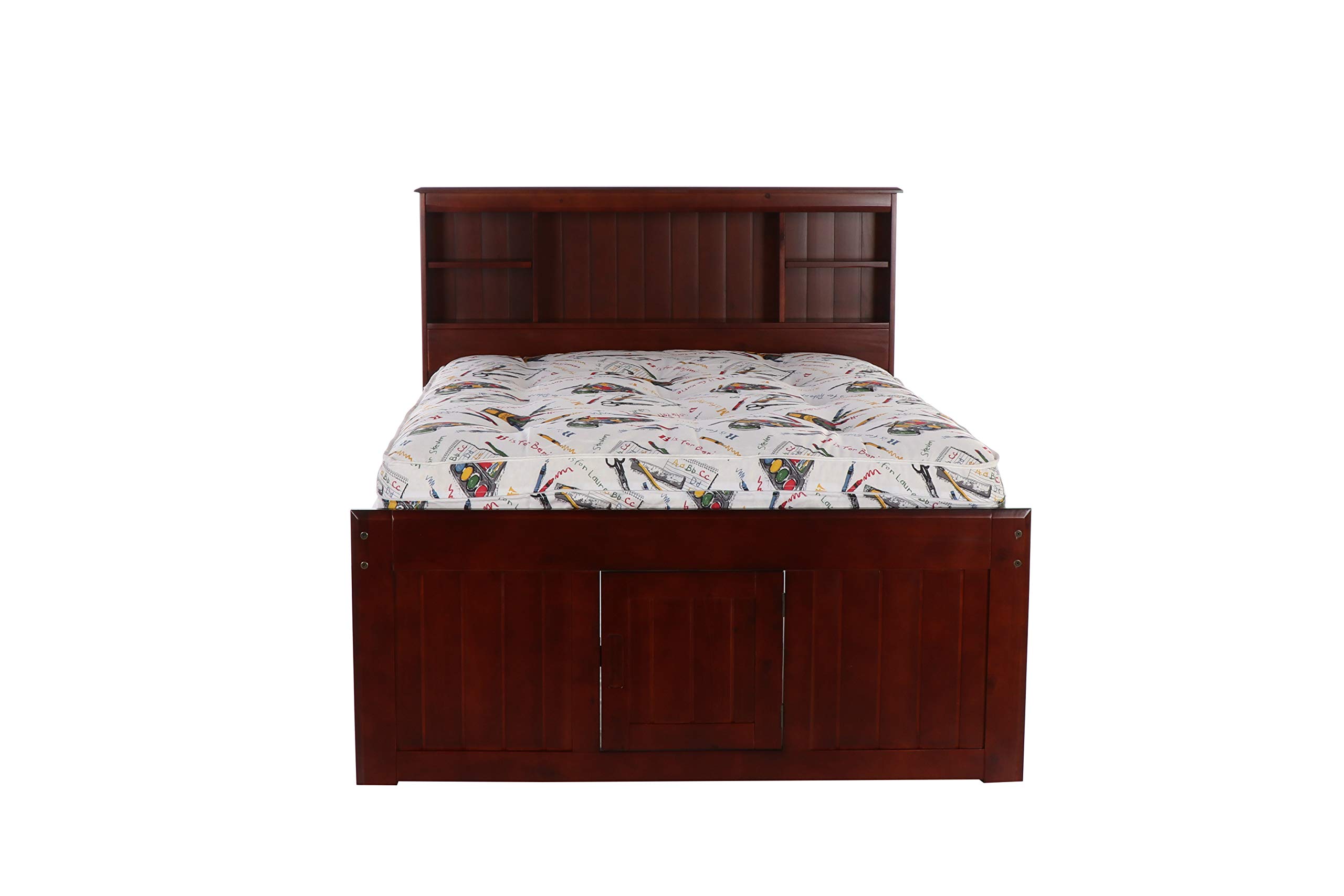 Discovery World Furniture Captain Bed with 6 Drawers - Full Size, Merlot Finish | Space-Saving Storage Bed for Small Bedrooms & Guest Rooms