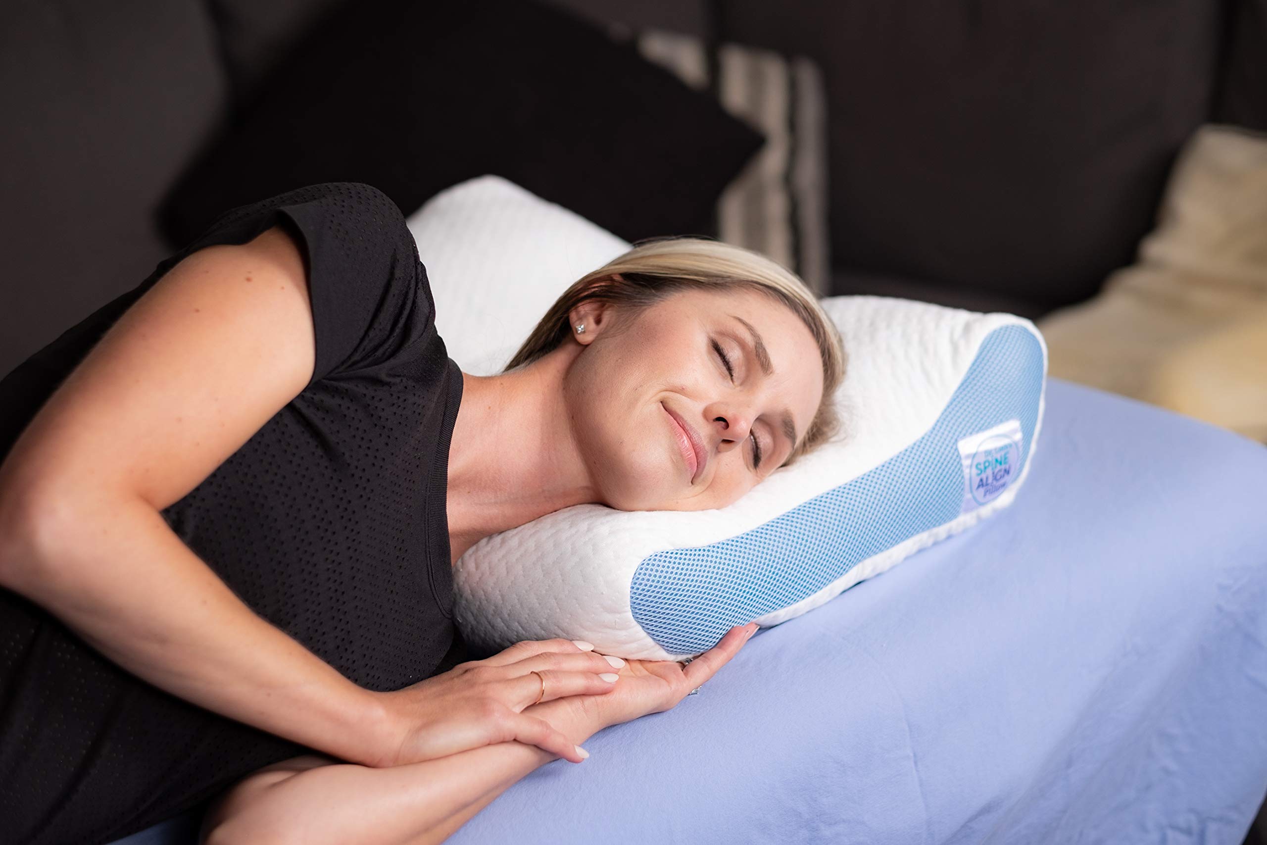 SpineAlign Pillow - Patented & Award-Winning Adjustable Contour Pillow for Neck & Back Pain Relief - Promotes Healthy Spine Alignment & Better Sleep - Ideal for Side & Back Sleepers - Perfect for Home, Office & Travel Use