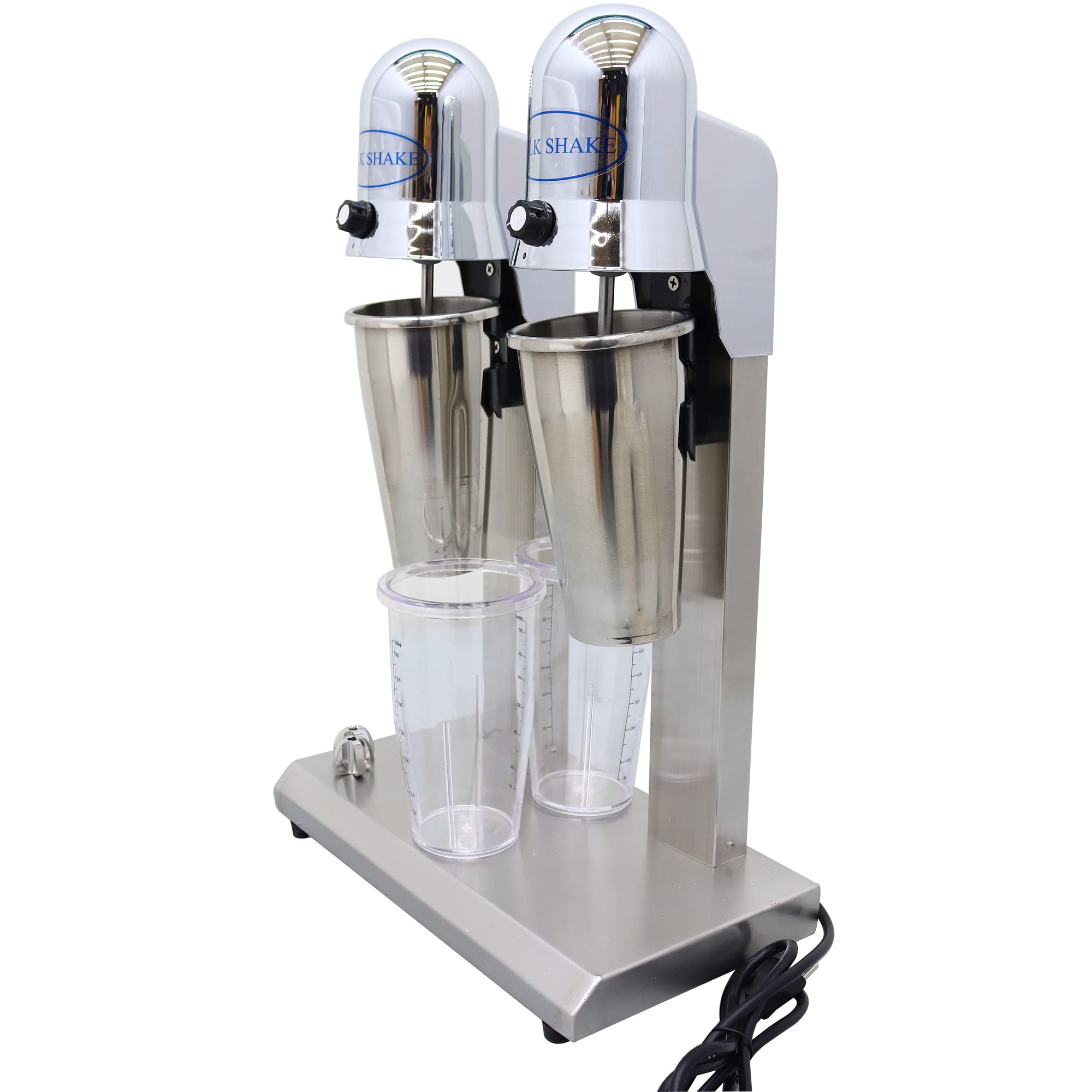 INTSUPERMAI Commercial Electric Milkshake Maker - Double Head Smoothie Blender with 2 Stainless Steel Cups & Adjustable Speed - Perfect for Home, Cafes, Shake Bars & Restaurants (110V) - Make Delicious Milkshakes, Smoothies & Frozen Drinks