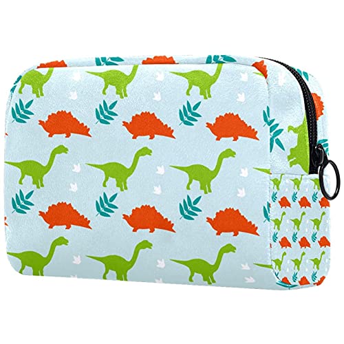 Large Travel Makeup Bag for Women - Waterproof Cosmetic Organizer with Brush Holder & Lipstick Compartments | Cute Dinosaur Design Toiletry Case | Perfect for Vacation, Gym, Business Trips & Daily Use