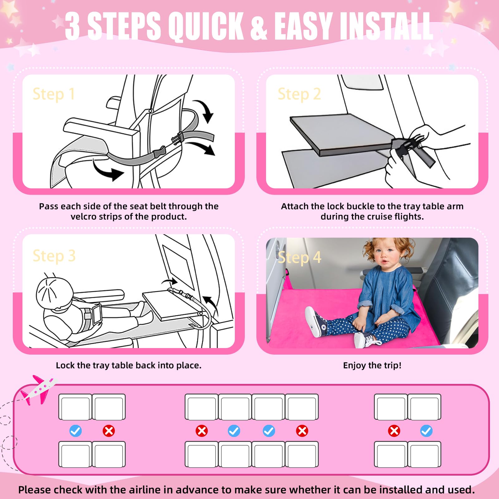 Portable Toddler Airplane Bed - Soft Travel Seat Extender & Foot Rest for Kids 1-4 Years | Perfect for Long Flights & Family Vacations
