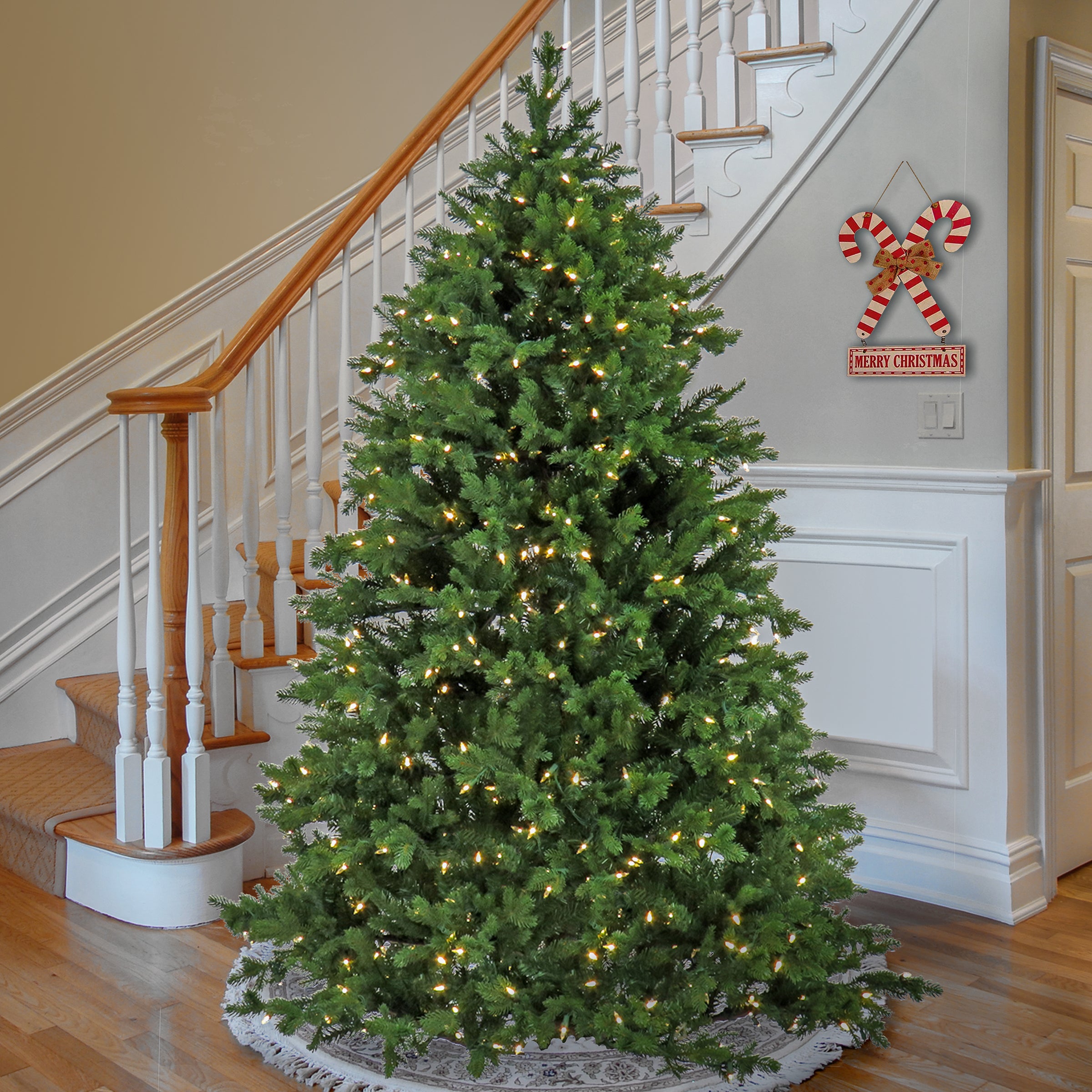 7.5 ft Pre-Lit Rockport Artificial Christmas Tree with PowerConnect LED Lights - Perfect for Holiday Home Decor & Festive Indoor Decorating
