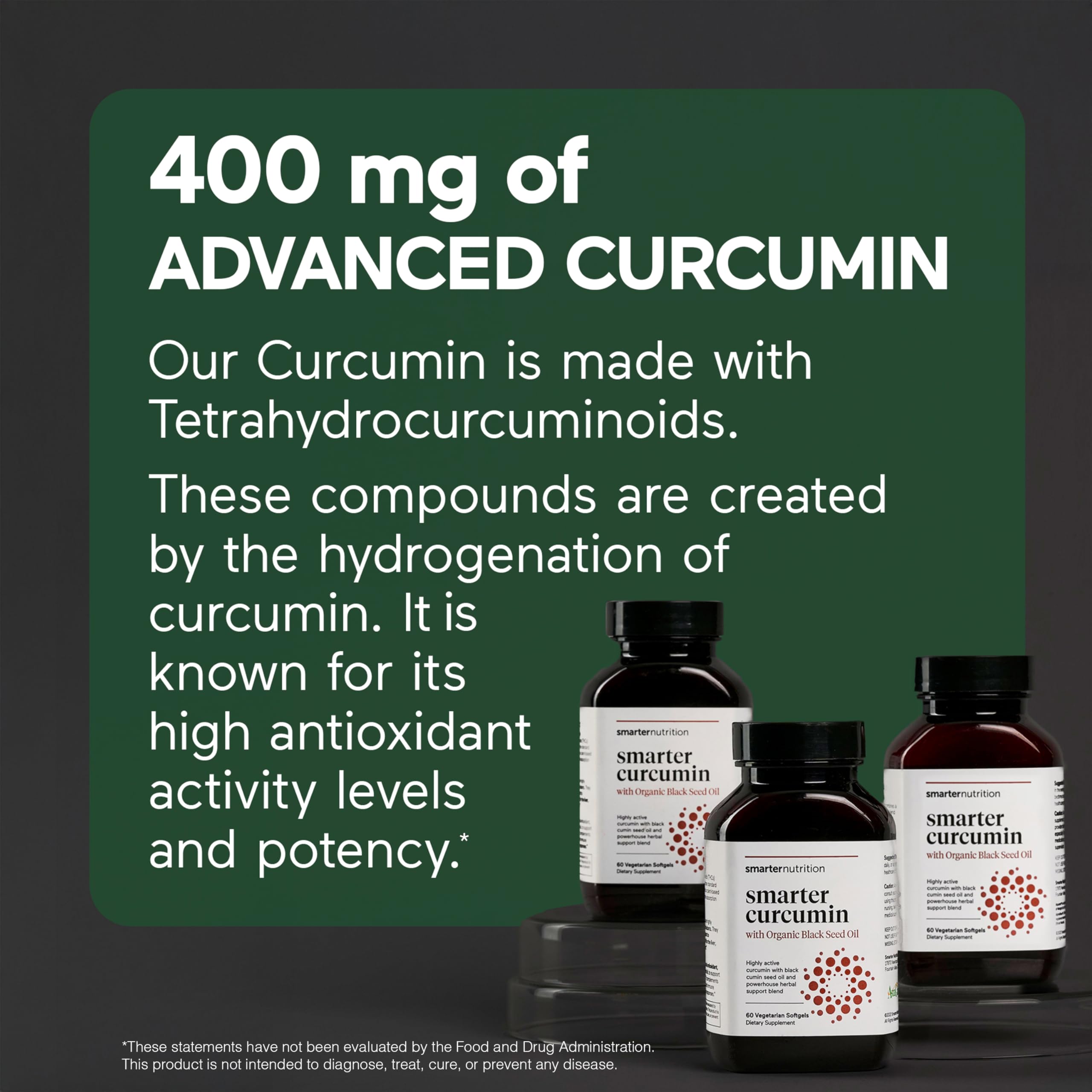 Smarter Nutrition Curcumin Softgels 400mg - 95% Tetrahydrocurcuminoids, Vegan High Absorption Supplement with Organic Black Seed Oil & Ginger for Joint & Immune Support - 360 Count - Ideal for Active Lifestyles & Wellness Routines