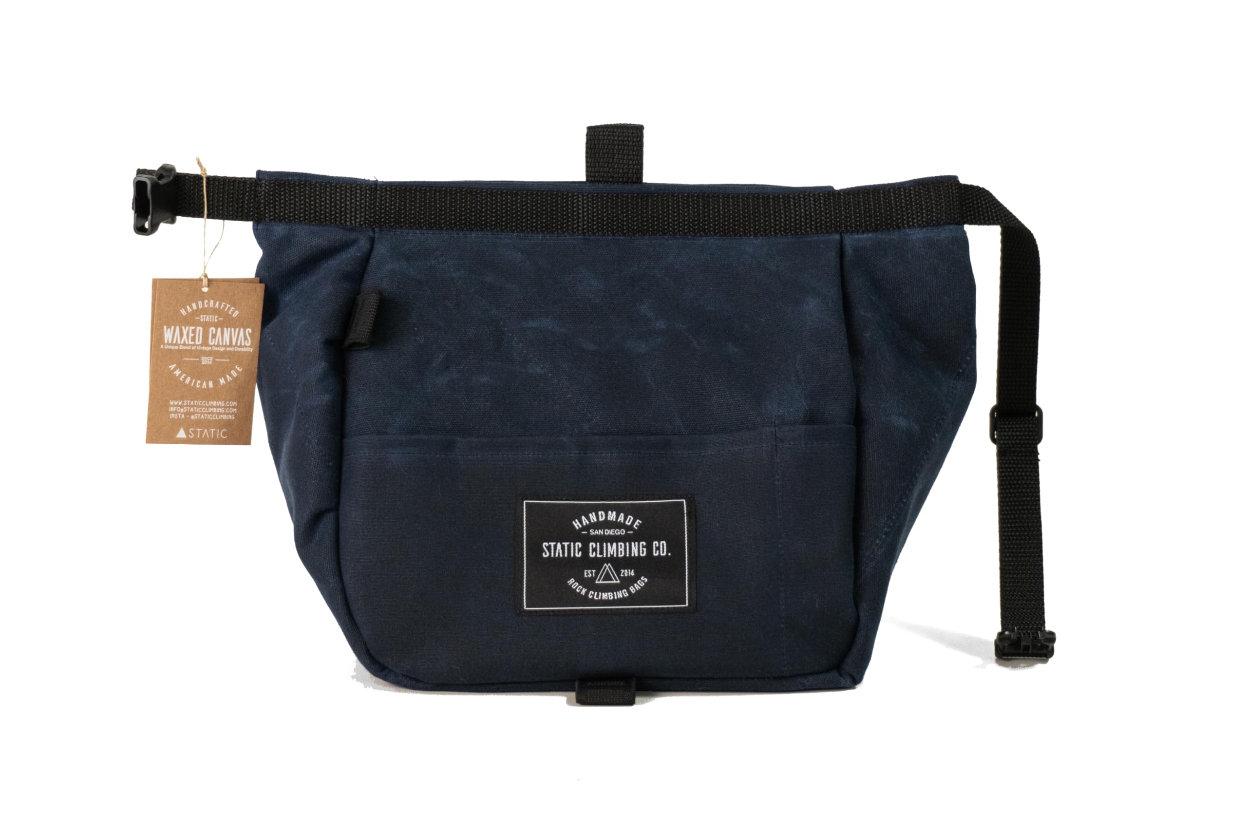 LIMITED EDITION Waxed Canvas Chalk Bucket for Rock Climbing & Gymnastics - Navy Blue | Durable Chalk Holder for Outdoor Sports & Training