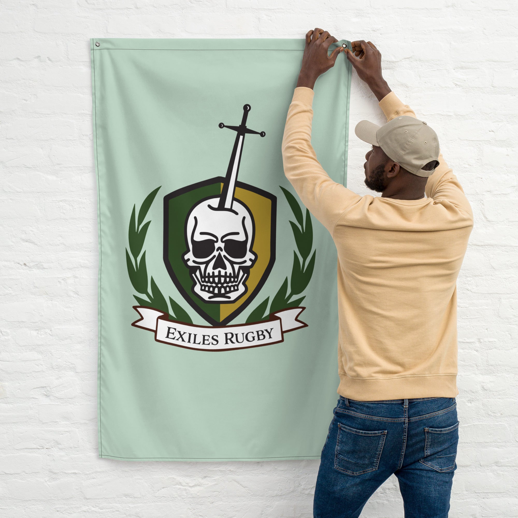 Exiles RFC Wall Flag - Premium Rugby Club Banner for Home & Office Decor - Perfect for Sports Fans, Game Rooms, and Man Caves