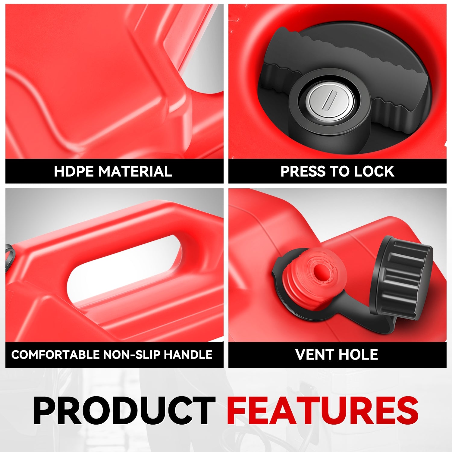 1.3 Gallon (5L) Portable Gas Can - Red Fuel Oil Tank with Spout 9.8