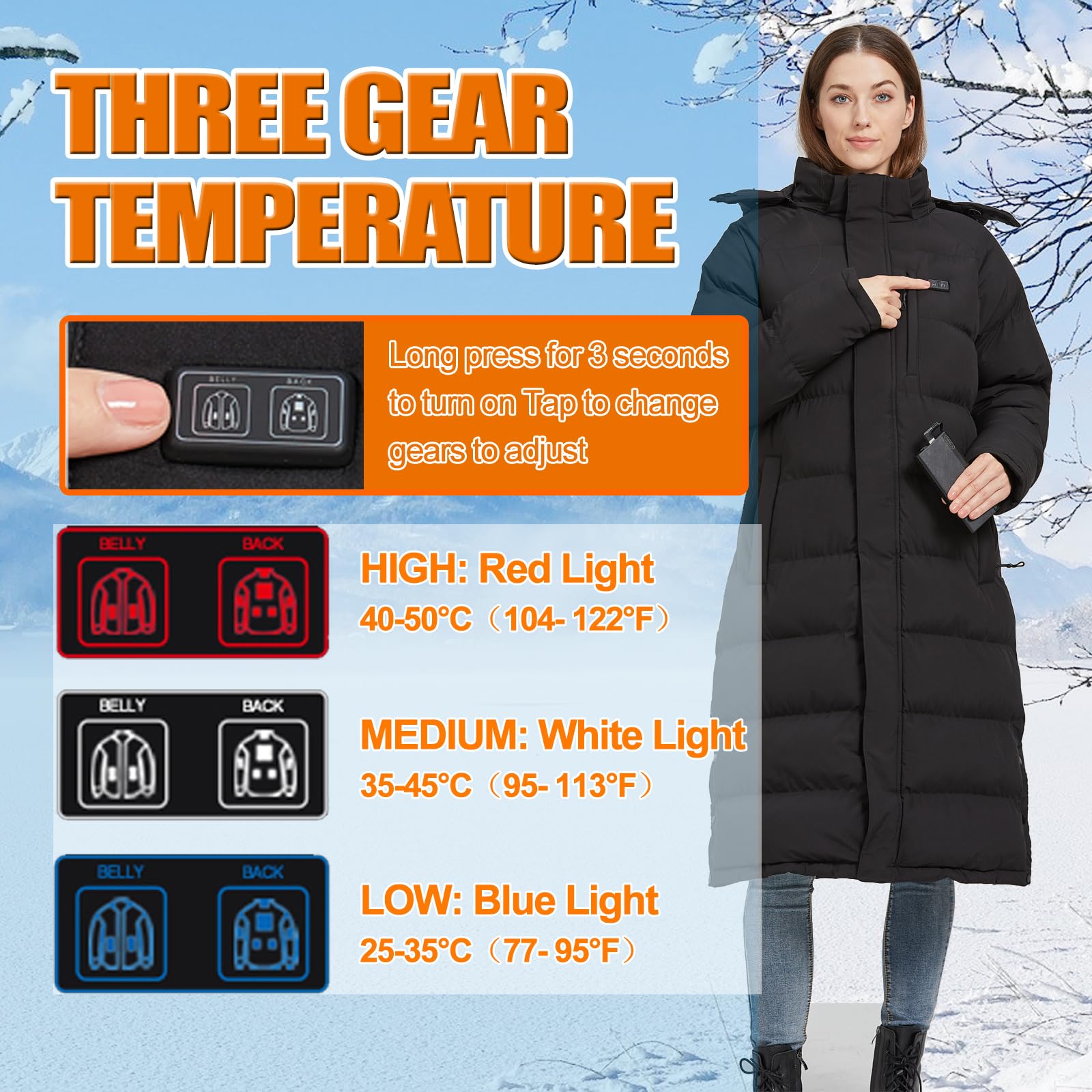 Women's Heated Jacket - Winter Thermal Coat for Skiing, Hunting & Motorcycle Riding - Perfect Christmas Gift for Wife - Stay Warm Outdoors & On the Go