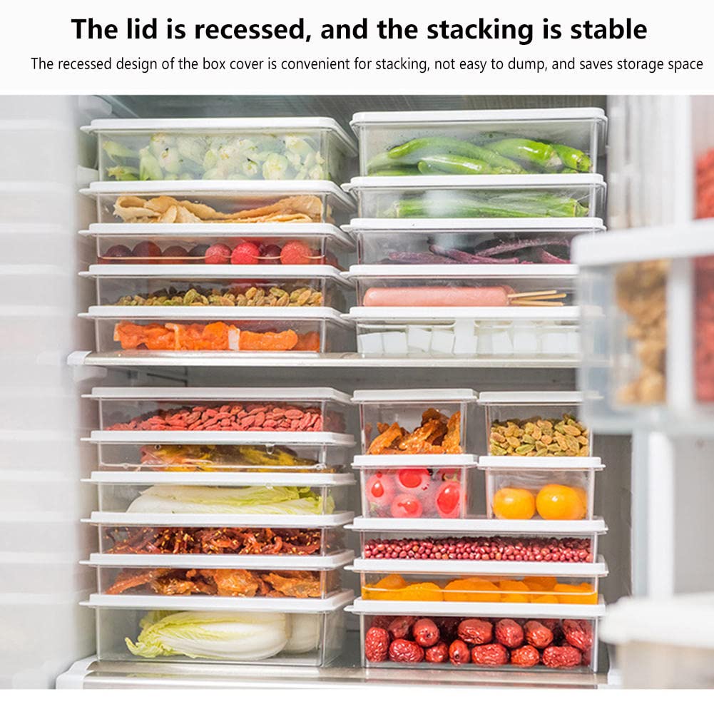 JINYISI Stackable Fridge Organizer Bins with Lids - Food Storage Containers for Refrigerator, Perfect for Organizing Fruits, Vegetables & Drinks - Ideal for Kitchen, Pantry & Meal Prep Organization