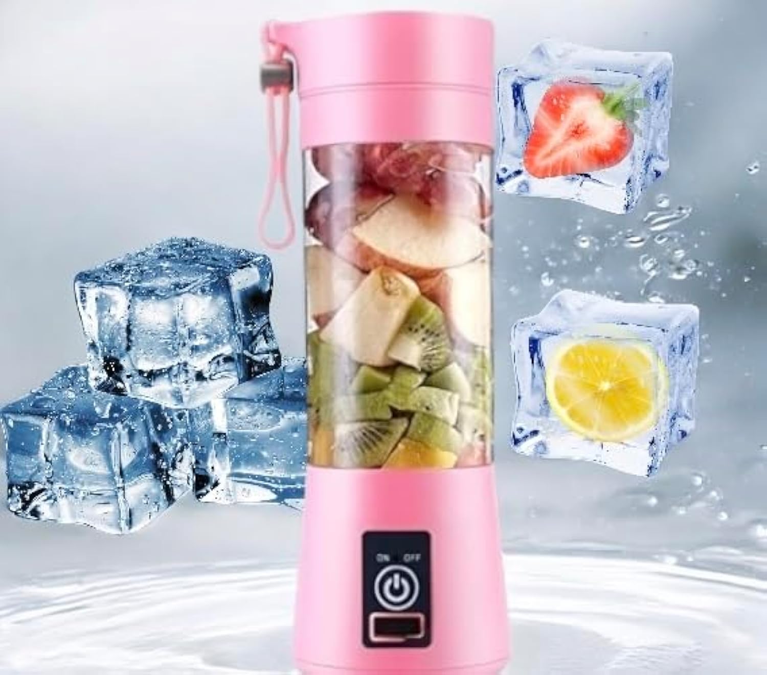 Portable USB Rechargeable Personal Blender - 380ml 25W 6-Blade Handheld Blender for Shakes, Smoothies, Juices | Perfect for Travel, Office, Gym, Camping & Outdoor Activities (Pink, Medium Size)