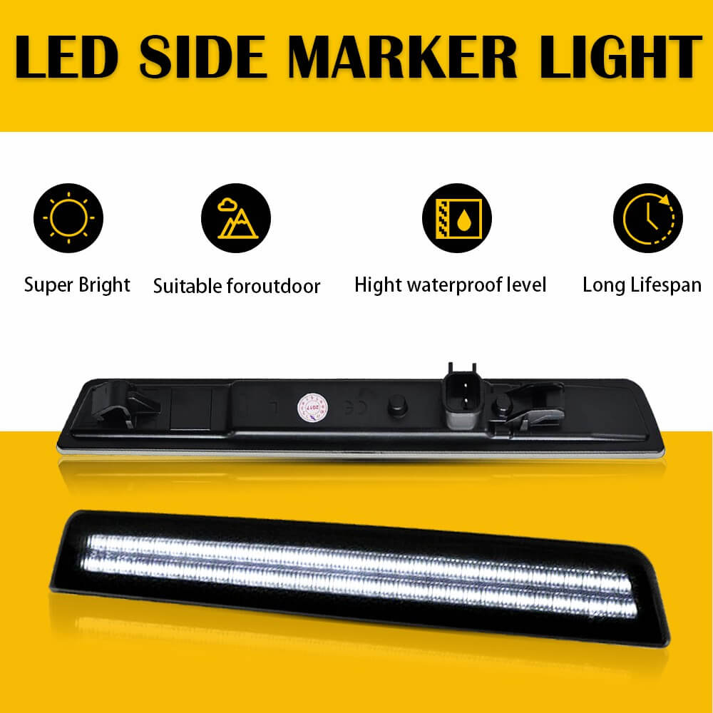 Smoked LED Side Marker Lights for 2015-2022 Dodge Challenger Front & Rear Bumper - Upgrade Your Ride with Stylish Nighttime Visibility (Perfect for Night Driving & Car Shows)