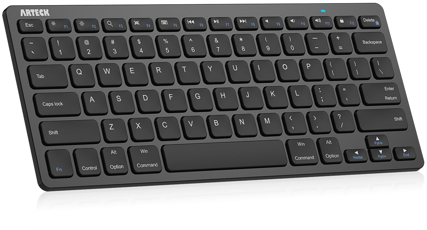 Arteck Ultra-Slim Bluetooth Keyboard for iPad 10.2-inch/iPad Air/iPad Pro/iPad Mini/iPhone - Compatible with iOS, Android, Windows - Perfect for Home Office, Remote Work & Travel