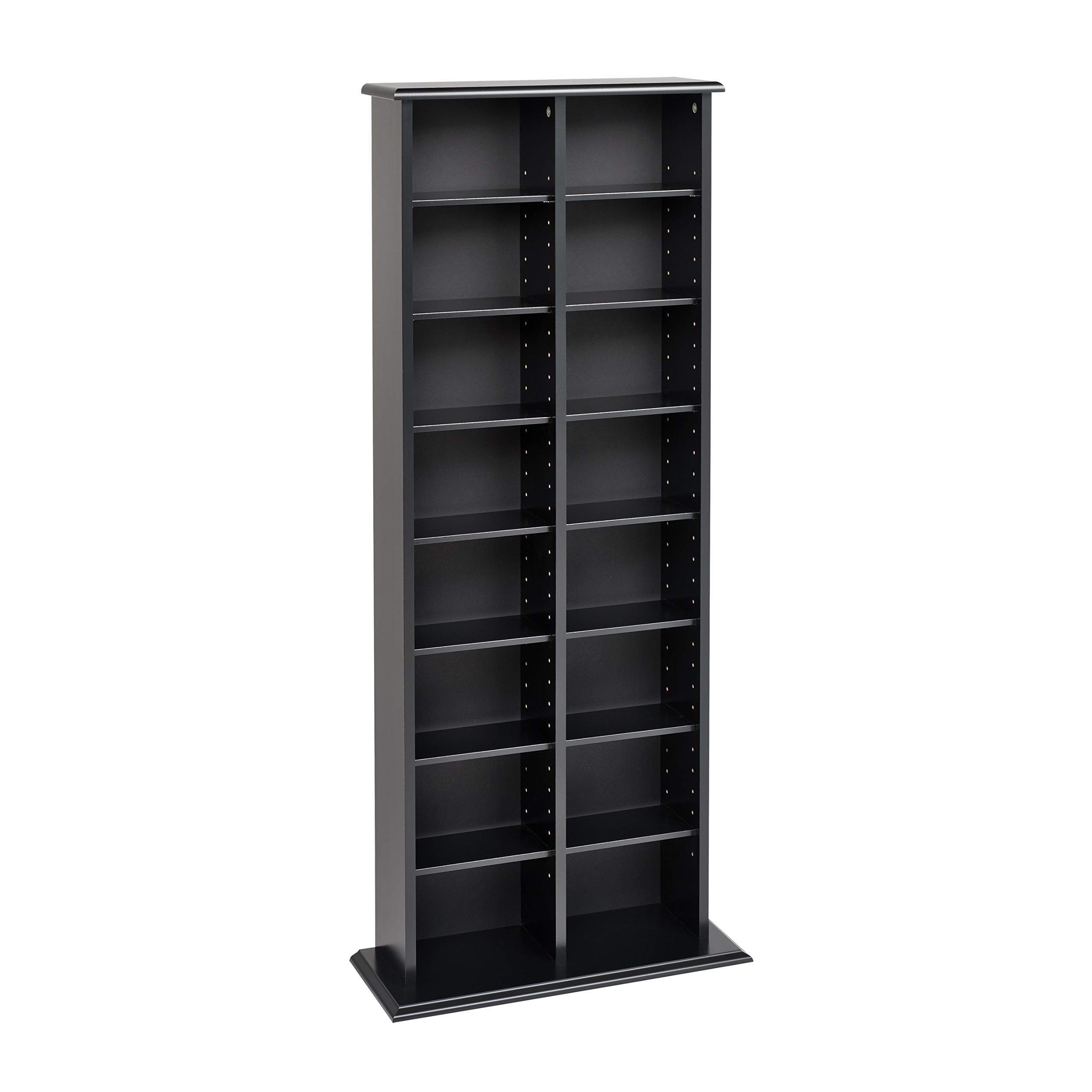 Double Multimedia Storage Tower - Adjustable Wooden Shelving Unit for Books, DVDs & Home Organization | Perfect for Living Room, Office & Bedroom Storage