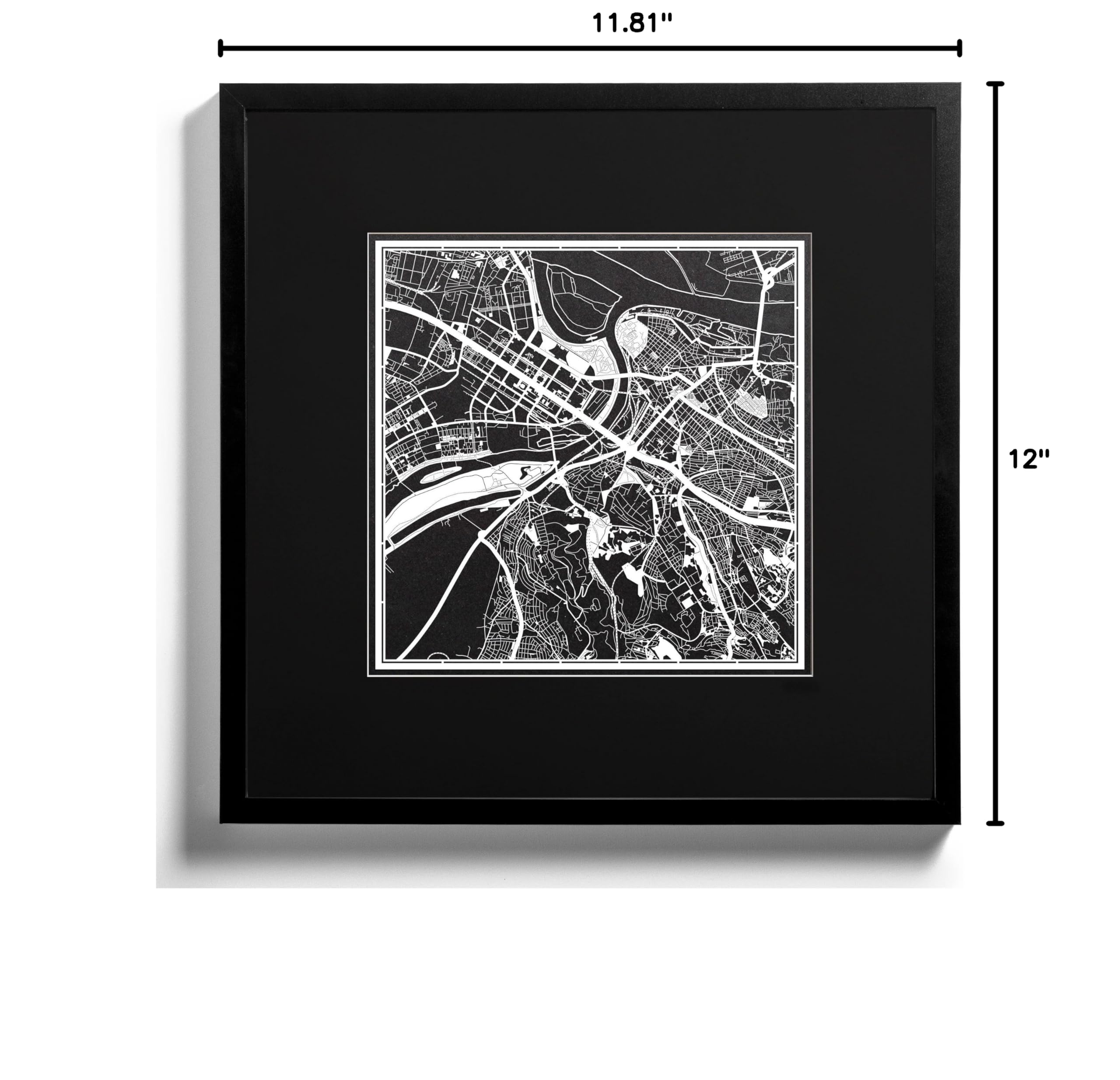 Belgrade Paper Cut Map by O3 Design Studio - White 12x12 Inches Paper Art Wall Decor - Perfect for Home, Office & Gift Giving