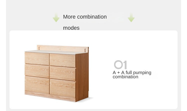 Solid Oak Wood Sideboard Buffet Cabinet - Multi-Functional Storage Locker with Drawers & Shelves for Dining Room, Living Room, and Entryway Organization
