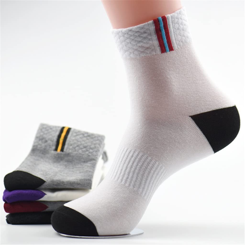 5 Pairs Cotton Breathable Mid-Calf Socks for Men & Women - Comfortable Everyday Casual Socks, Summer Athletic Socks for Running, Hiking, Gym Workouts and Outdoor Sports (Assorted Colors, One Size Fits Most)