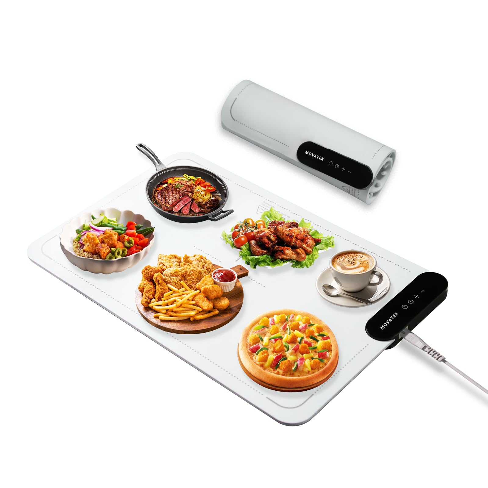 Electric Food Warming Mat - 9 Adjustable Temperature Settings, Fast Heating Pad with Auto-Off Timer, Portable Silicone Warmer for Buffets, Parties & Home Use | Keep Meals Warm at Dining Tables, Office Desks & Outdoor Gatherings