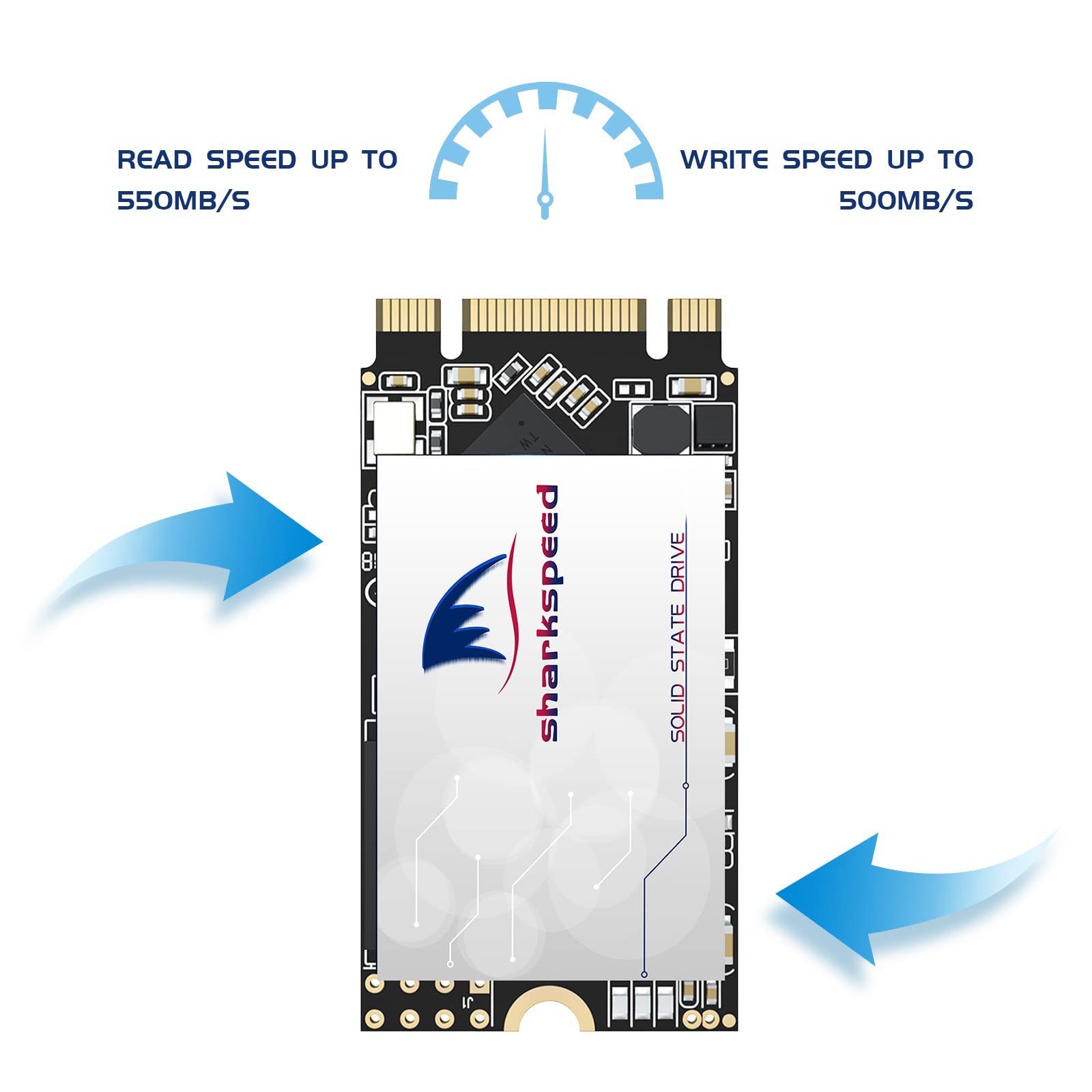 S SHARKSPEED 2242 NGFF 256GB M.2 SSD S Plus - 3D NAND SATA III 6Gb/s Internal Solid State Drive for Laptops & Desktops (3-Pack) - Perfect for Gaming, Video Editing & Fast Boot Times