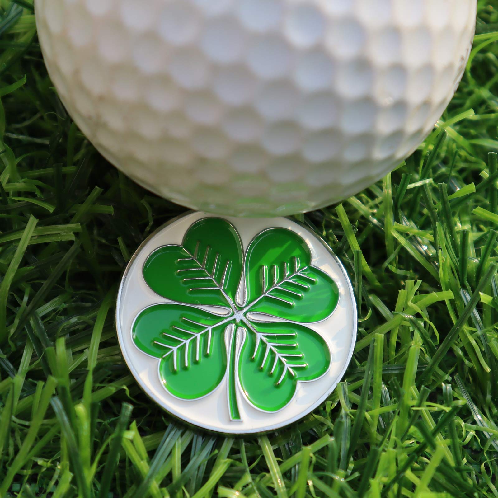 CoverMay Clover Golf Hat Clips & Ball Markers Set - Green Golf Accessories for Hat & Ball Identification - Perfect for Golf Tournaments, Practice & Gifts