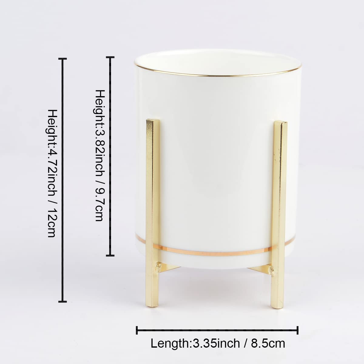 Elegant Gold Ceramic Pen Holder with Metal Legs - Stylish Desk Organizer for Pens, Pencils & Makeup Brushes - Perfect Office & Home Decor Gift for Women & Girls