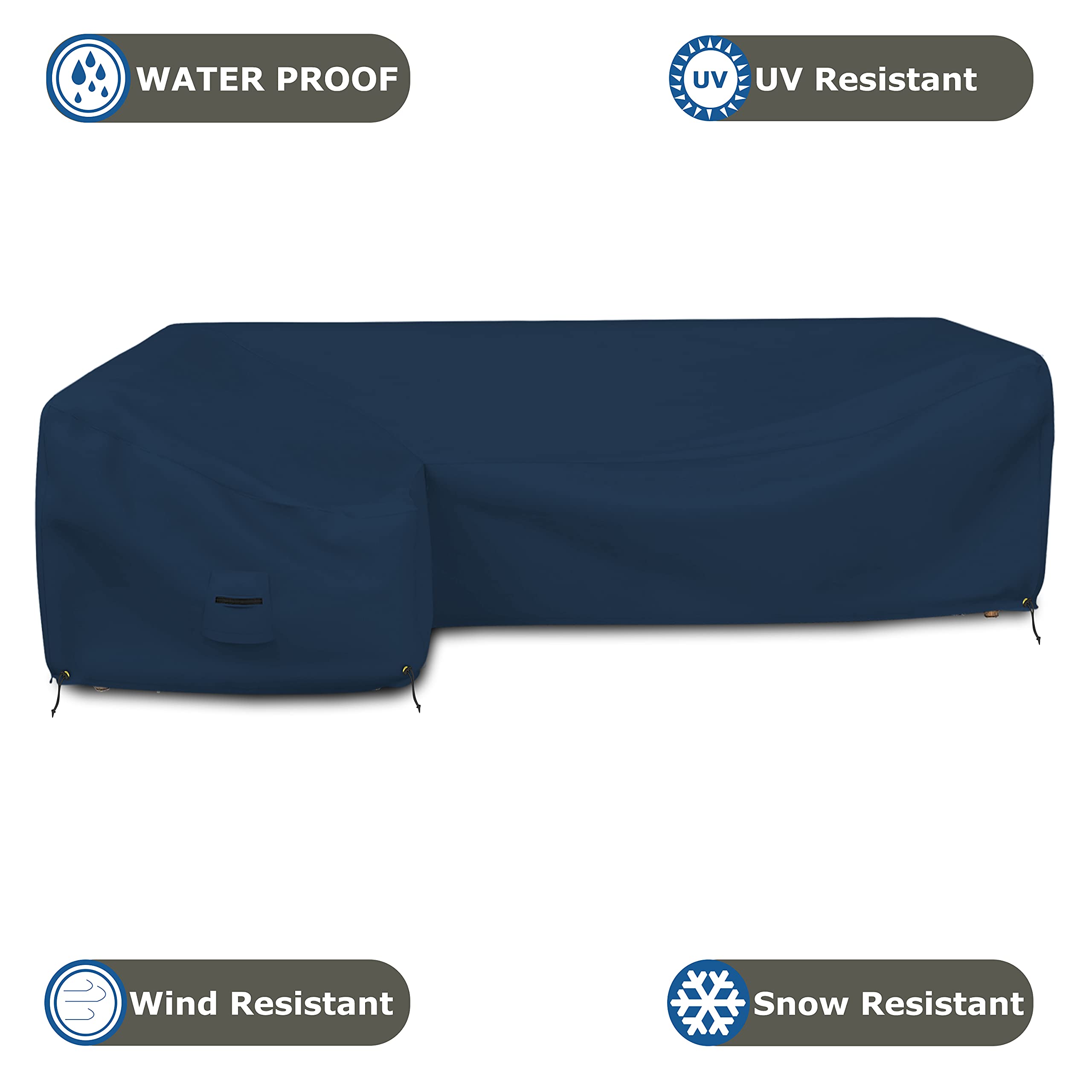 Waterproof 12 Oz PVC Coated Patio Sectional Sofa Cover - 83