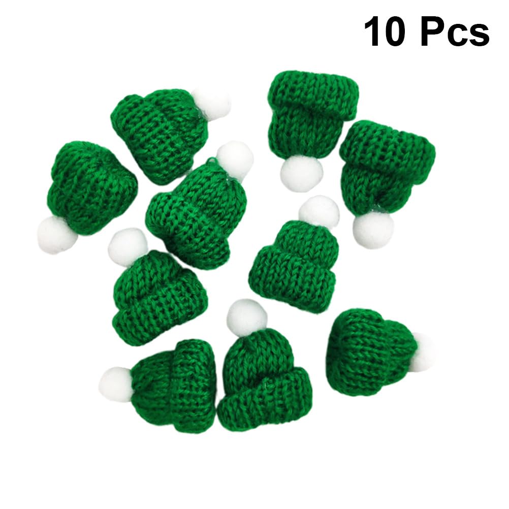 Amosfun 10pcs Mini Christmas Knit Hats - Tiny Doll Hats & Wine Bottle Toppers - DIY Holiday Crafts for Christmas Tree Ornaments, Doll Accessories, and Party Decorations (Perfect for Festive Home Decor, Gift Wrapping, and Holiday DIY Projects)