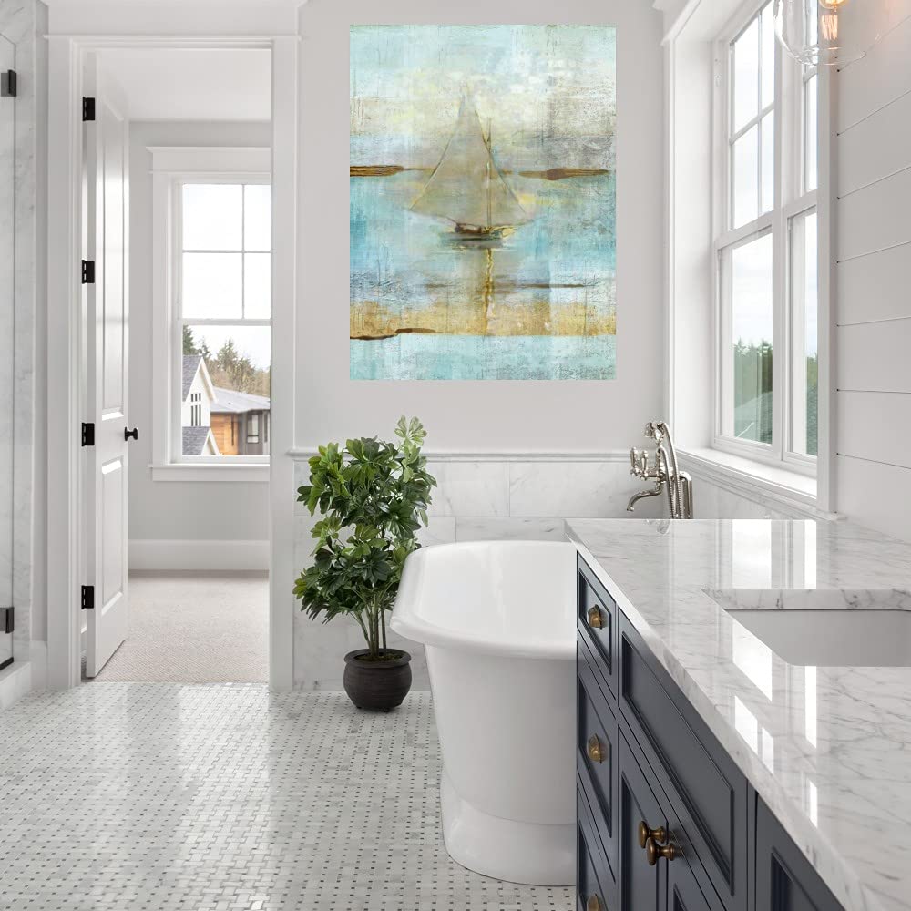 Sailing at Dusk Fine Art Canvas Print by Marta Wiley - 32x43 Inch Wall Decor for Living Room, Bedroom, Office & More - Ready to Hang - Perfect for Coastal, Nautical & Modern Home Decor