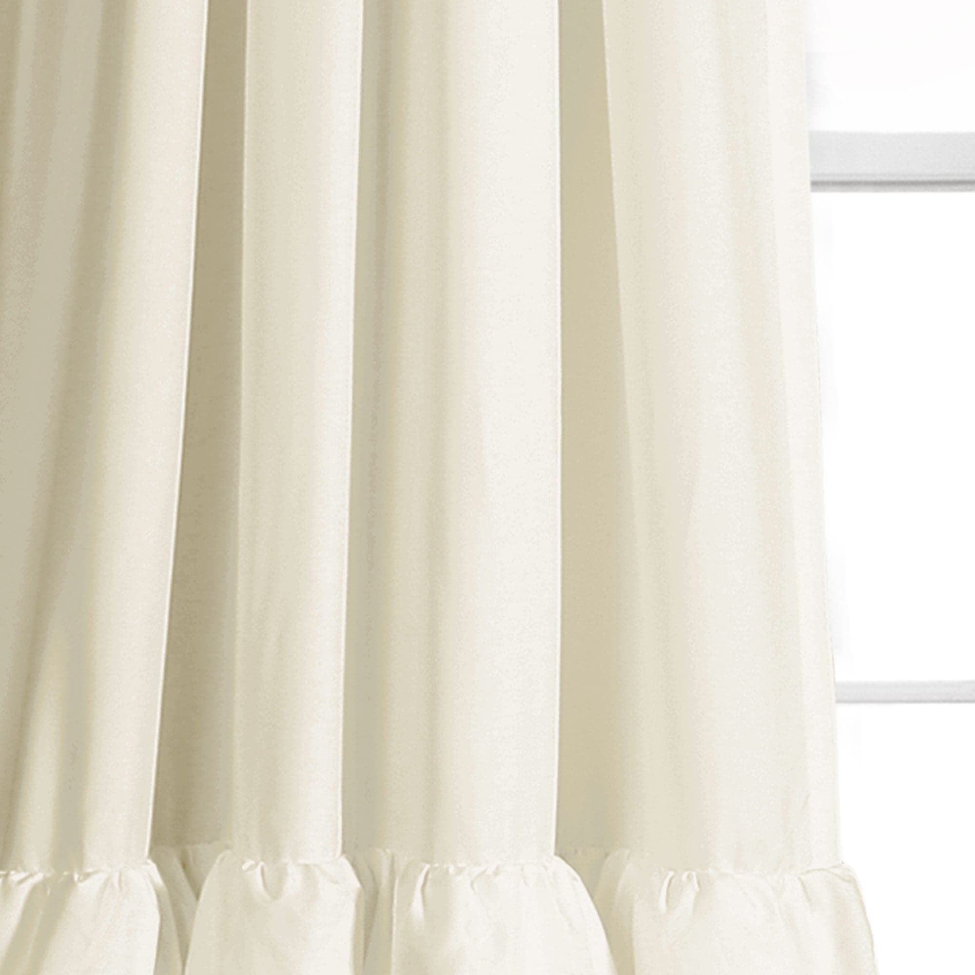 Allison Ruffled Window Curtain Panels Set - Elegant Sheer Voile Drapes for Living Room, Bedroom & Nursery - Light Filtering Privacy Curtains with Floral Lace Trim (Set of 2 Panels)