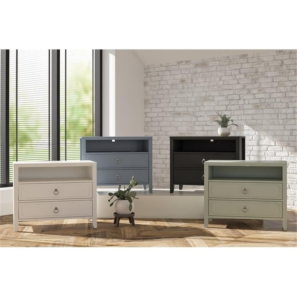 Novogratz Her Majesty 2-Drawer Nightstand in Blue - Stylish Bedside Table for Small Spaces, Modern Bedroom Decor, Apartment Living