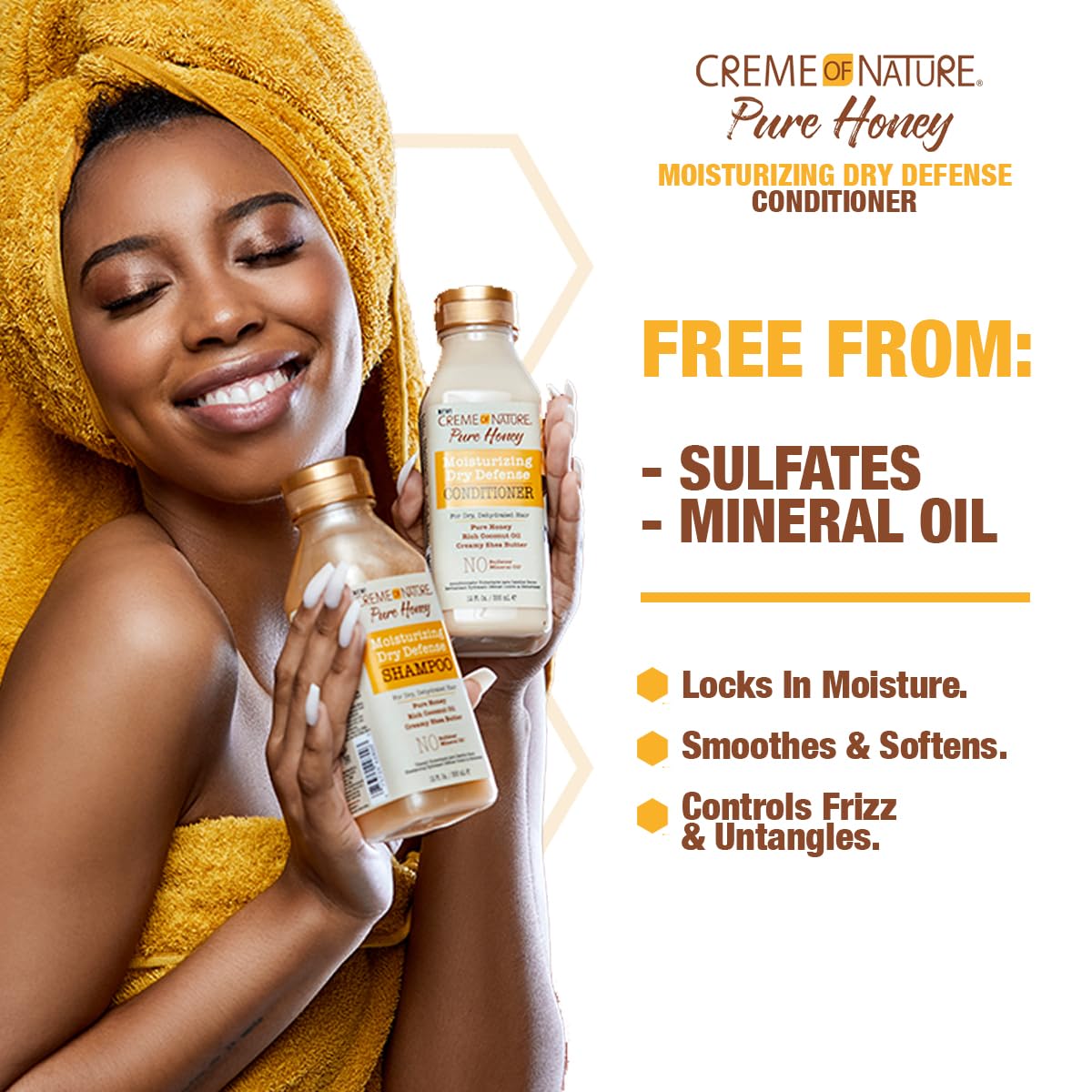 Creme of Nature Coconut Oil & Shea Butter Hair Conditioner for Dry, Damaged Hair - Deep Moisturizing Treatment with Pure Honey - 12.07 Fl Oz for Daily Hair Care & Repair