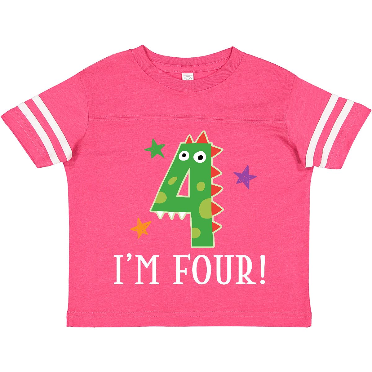 Inktastic 4th Birthday Dinosaur T-Shirt for 4 Year Old Boys & Girls - Cute Toddler Dino Graphic Tee for Birthday Parties, Preschool & Playdates