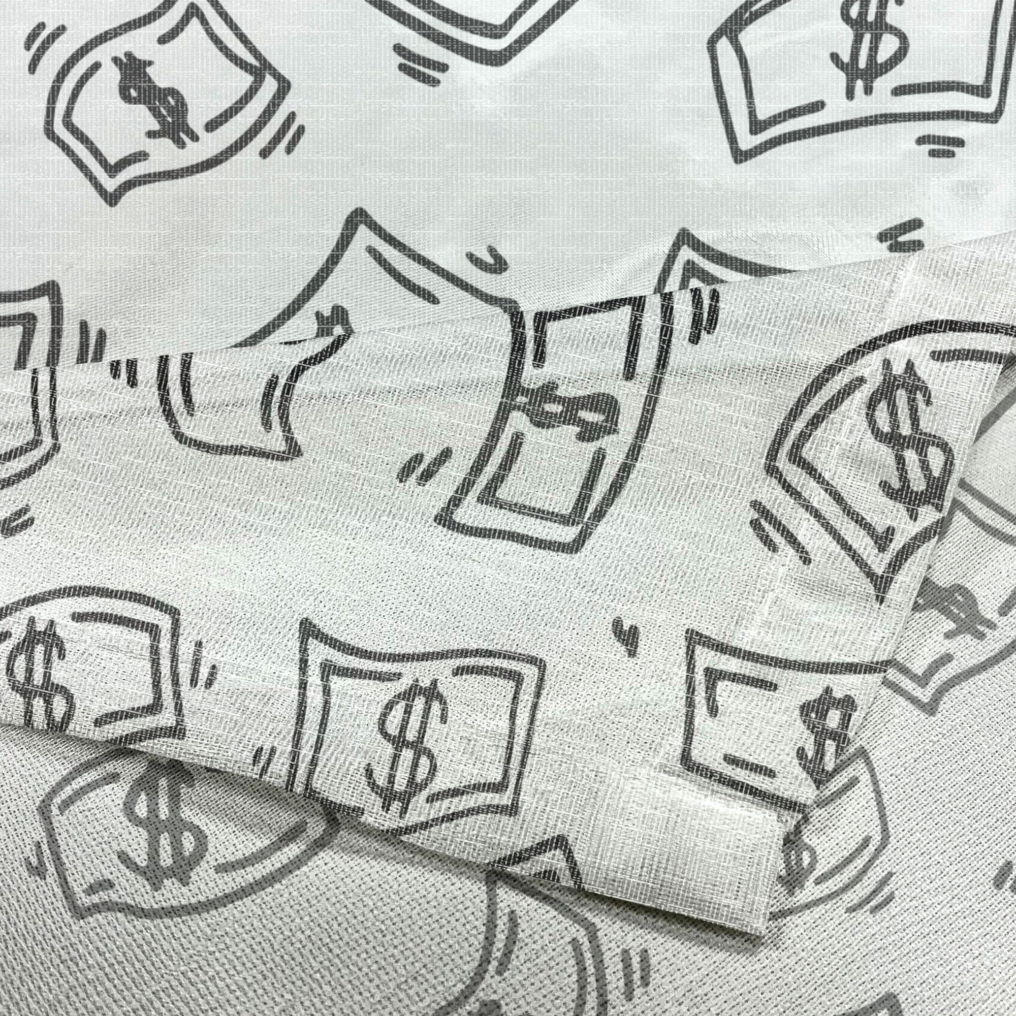 Ambesonne Black & White Money Design Tulle Curtains - Sketch Style Monochrome Raining Dollar Bills Sheer Drapes with Rod Pocket (108x72 Inch, 2 Panels) - Perfect for Wedding Decor, Party Backdrops & Themed Room Design