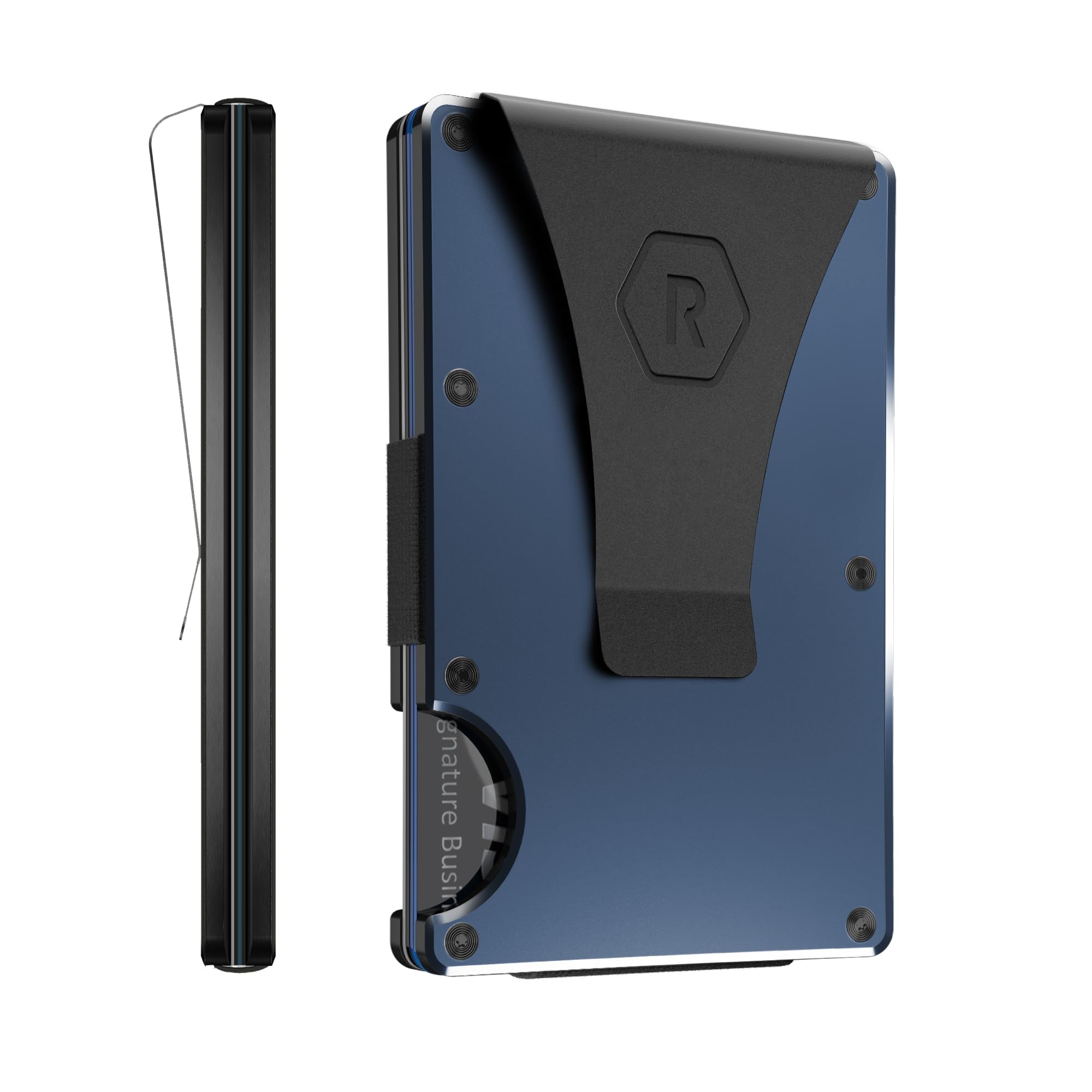 Ridge Men's Slim Minimalist Front Pocket RFID Blocking Card Holder Wallet - Navy Blue | Secure & Compact Wallet for Everyday Carry, Travel & Business Use