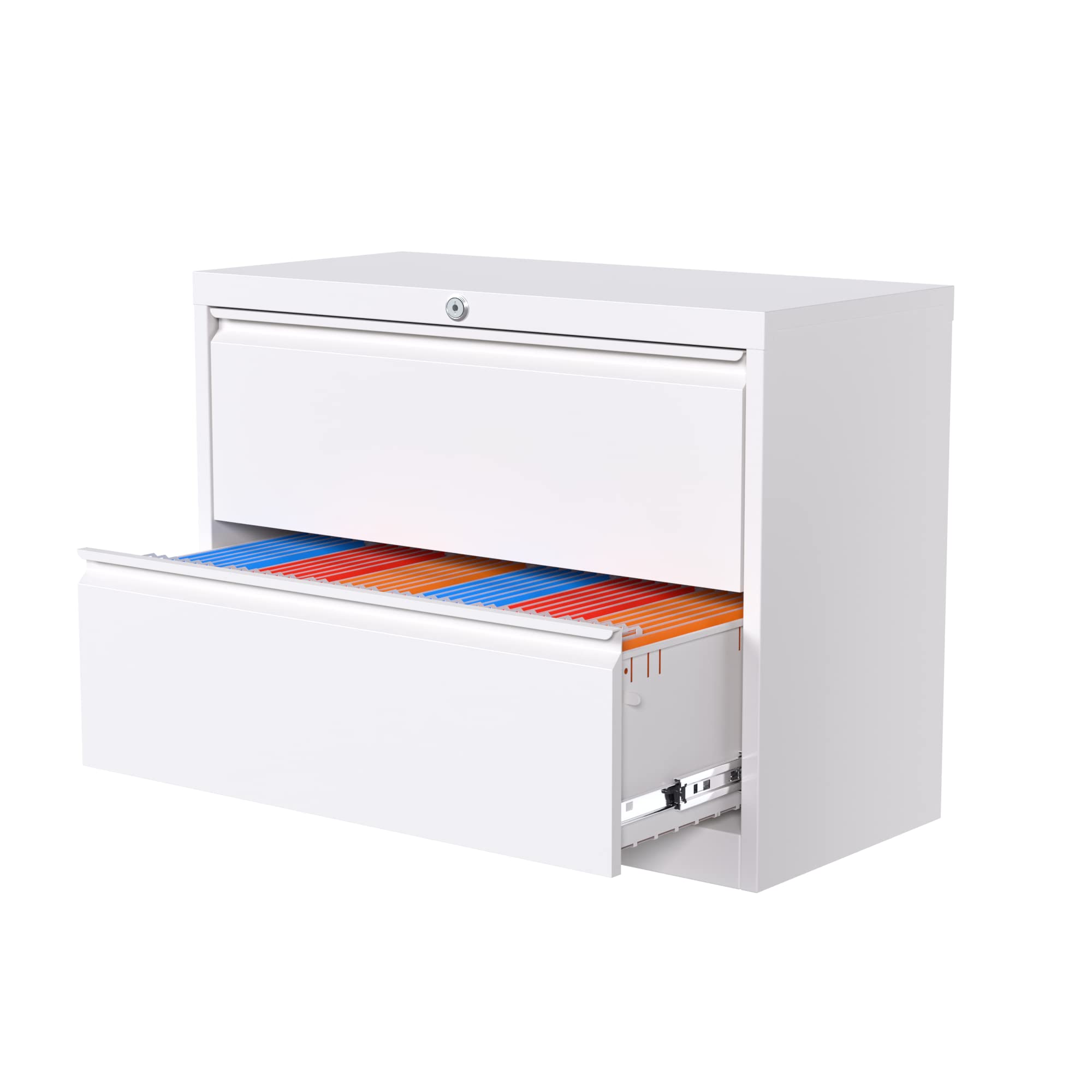 Aobabo 2-Drawer Lateral Metal File Cabinet with Lock - 18-Inch Deep Office Filing Cabinet for Home & Business Use - Perfect for Organizing Documents, Files, and Office Supplies - Easy Assembly Required