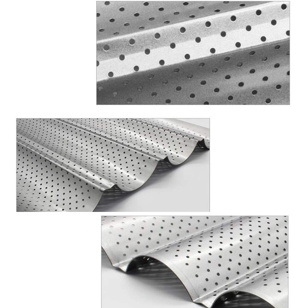 Non-Stick Perforated Baguette Bread Pan - Professional French Bread Baking Supplies for Home & Commercial Use - Perfect for Artisan Loaves, French Baguettes & Homemade Bread Baking