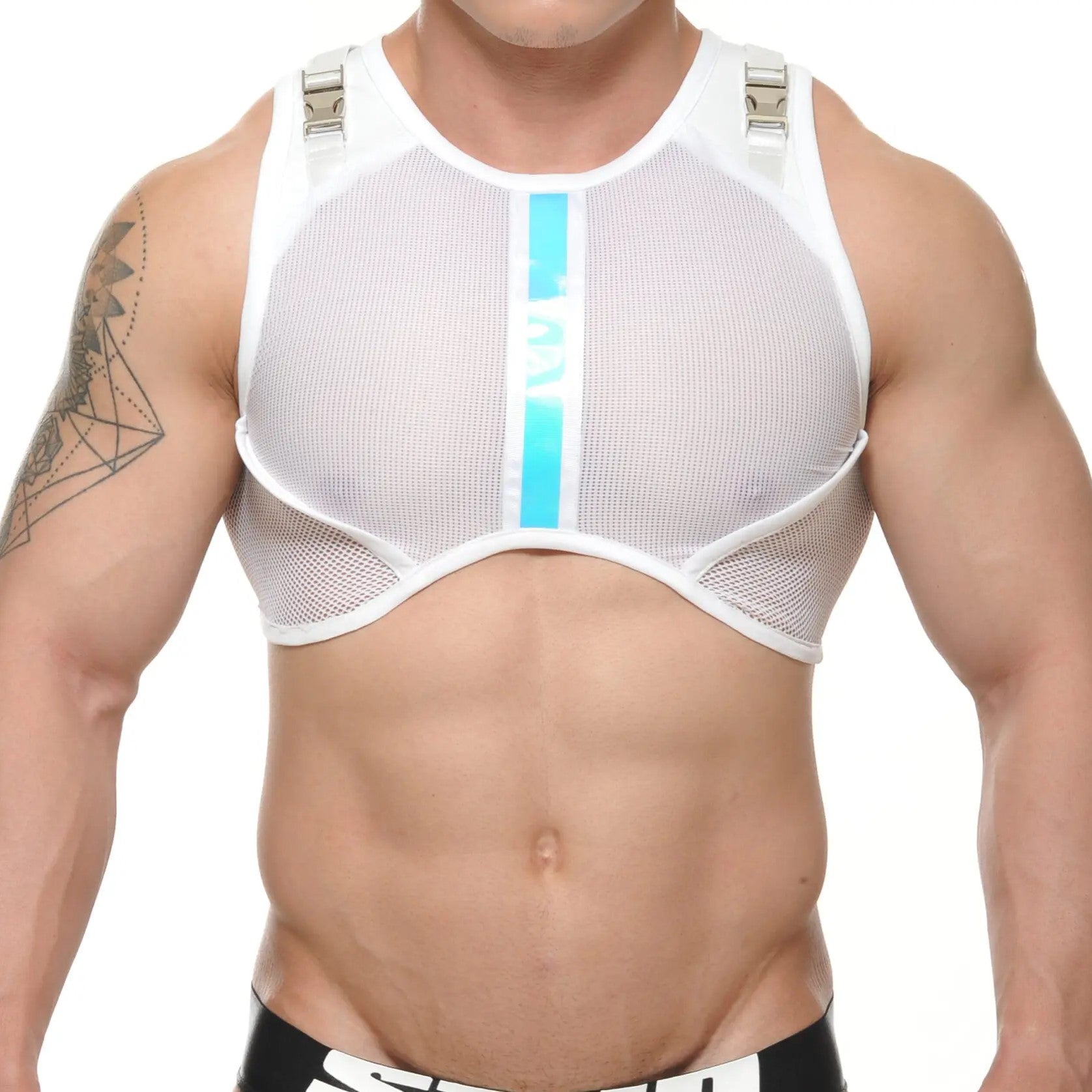 STUD Freon Crop Top Harness White - Stylish Women's Fashion Top for Nightlife, Concerts & Edgy Streetwear Outfits