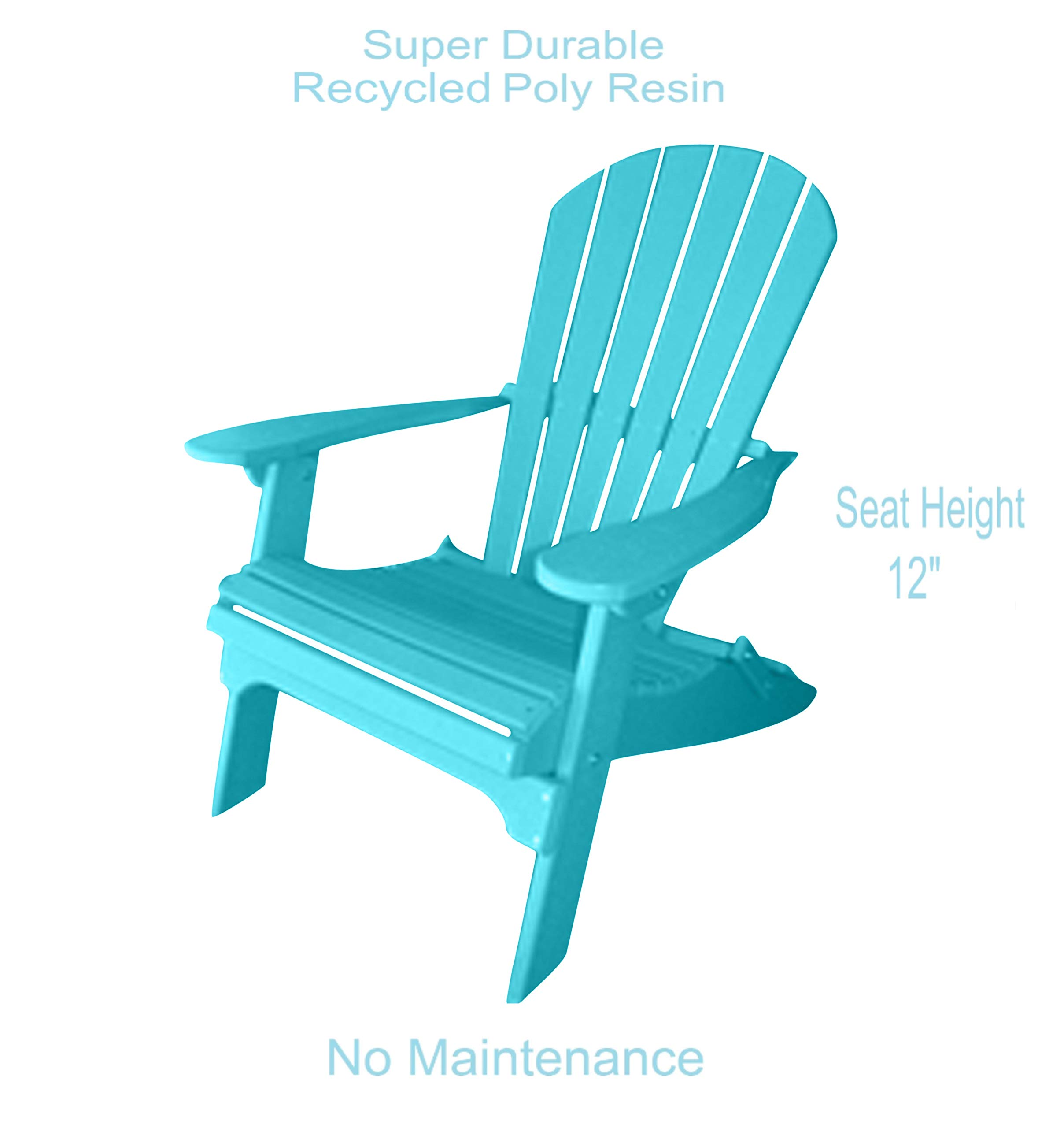 **Phat Tommy Foldable Adirondack Chair - Heavy Duty HDPE Recycled Plastic Outdoor Folding Chair - All-Weather Teal Patio Furniture for Deck, Porch, Backyard, Poolside & Camping**