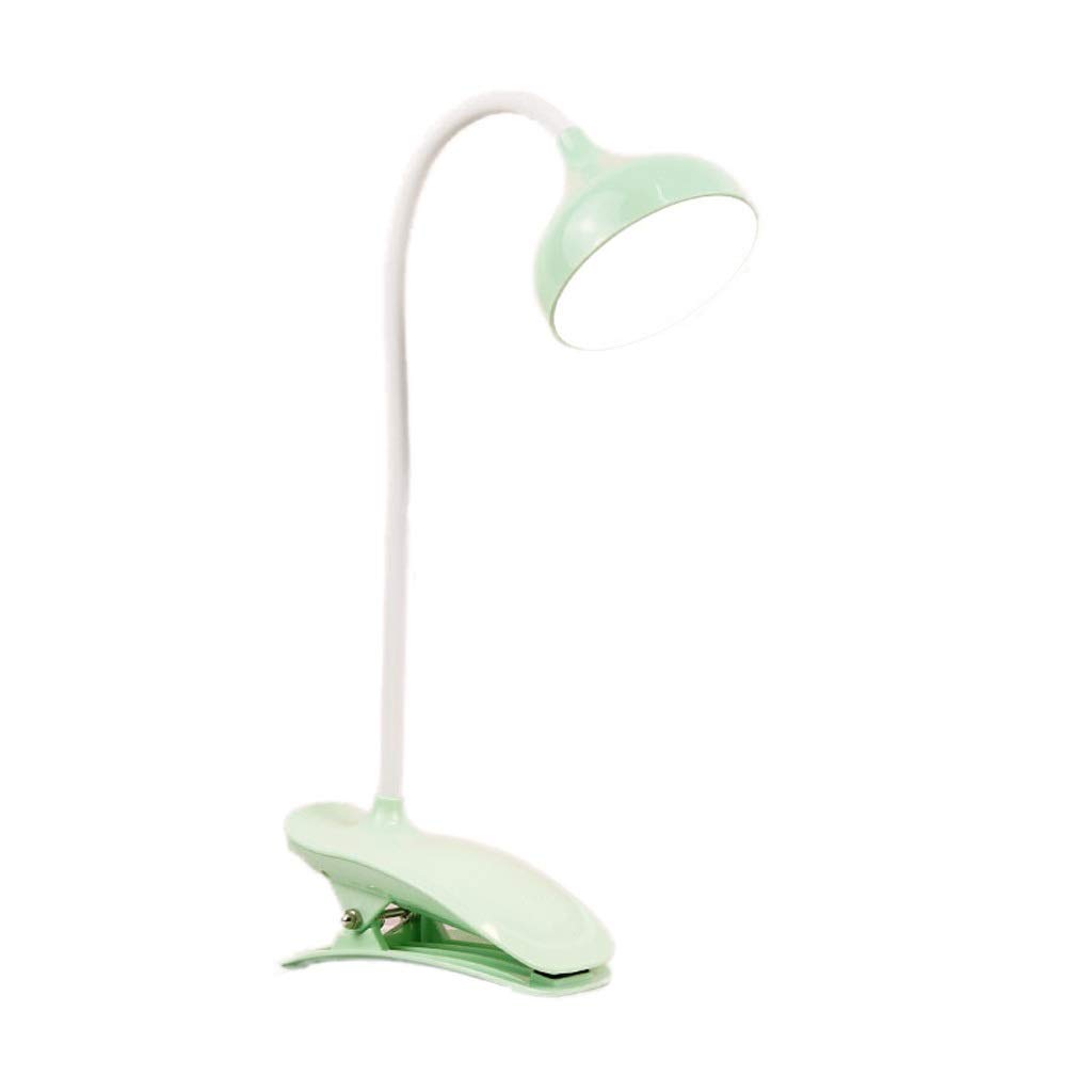 MDRBB LED Clip Desk Lamp - Adjustable Eye Protection Reading Light with USB Charging, Foldable Design for Study, Office, Dorm Room (Green) - Perfect for Night Reading, Homework & Workspace Lighting