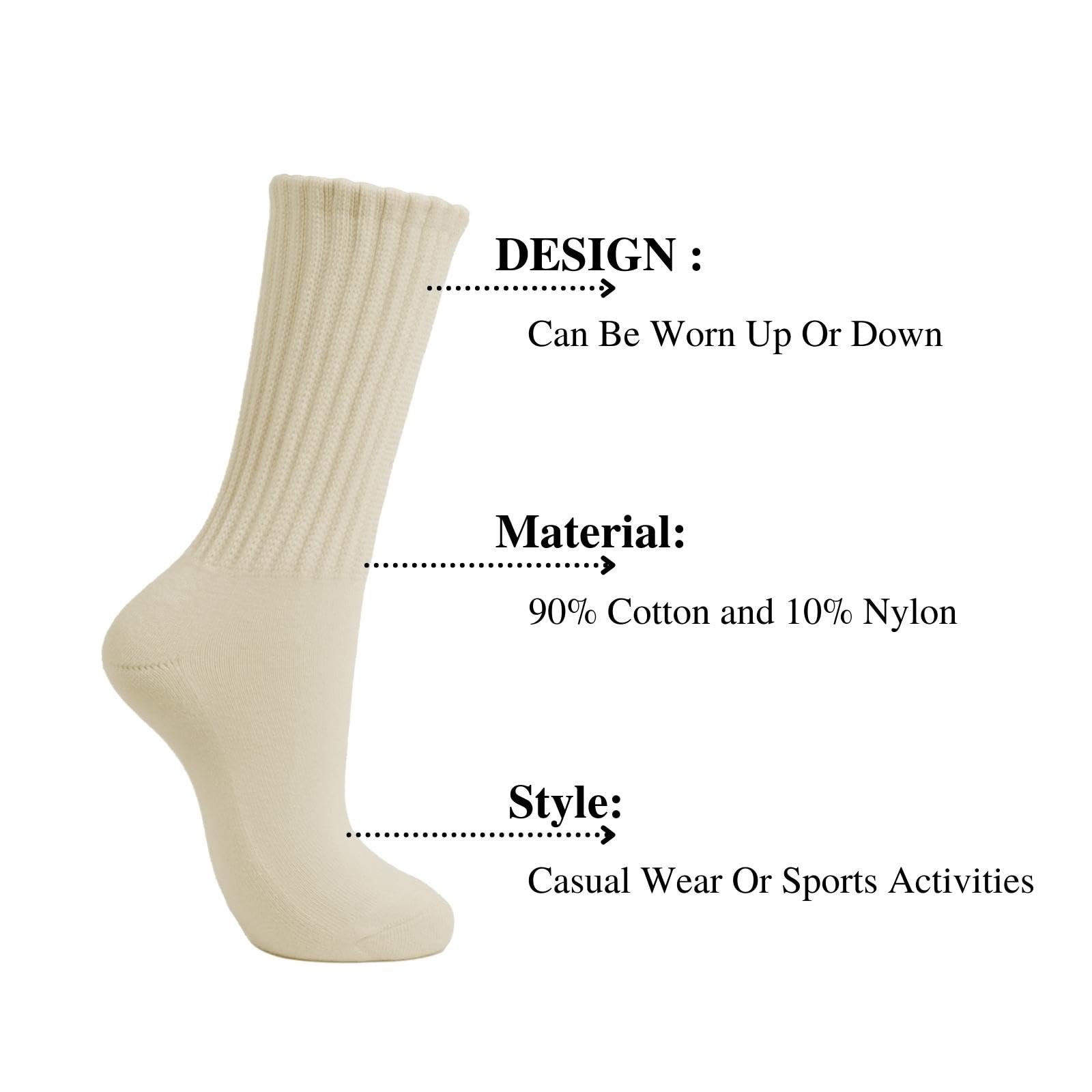 Intgoodluckycc Women's Slouch Scrunch Socks - High Tube Socks for Casual Wear, Sports & Fashion Outfits