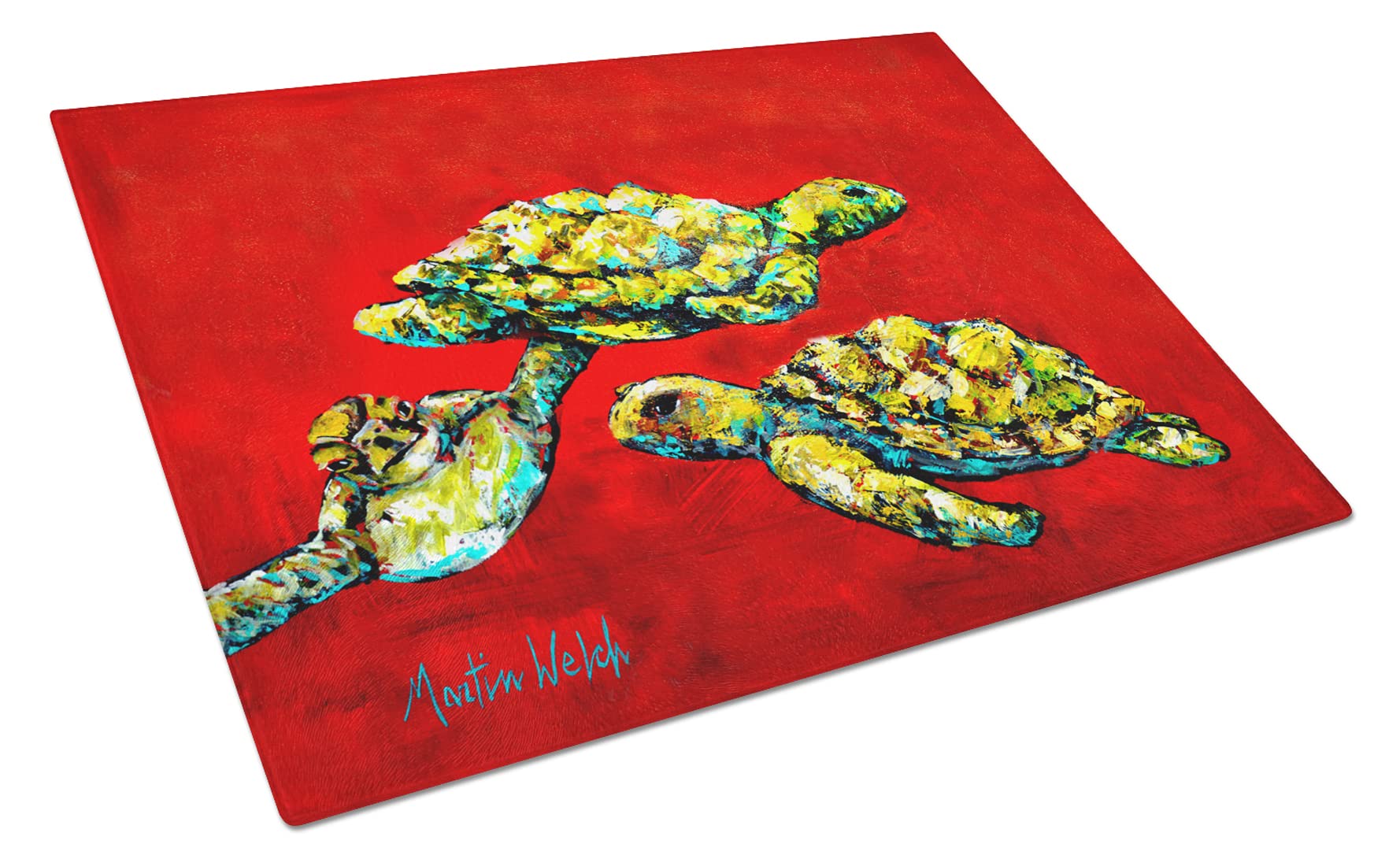 Drifting Home Turtles Tempered Glass Cutting Board - Large Decorative Kitchen Chopping & Serving Board (15x12 Inch) | Durable Scratch-Resistant Surface for Fruits, Vegetables & Charcuterie | Perfect for Entertaining & Home Decor