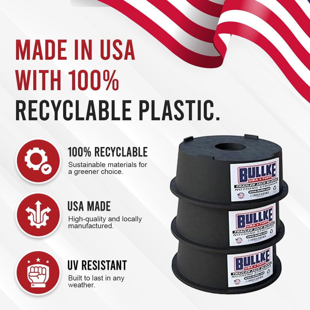 Heavy-Duty RV Leveling Blocks - 4 Pack USA-Made Camper Stabilizer Jack Pads | UV-Resistant Recycled Plastic | Perfect for RV, Camper, Motorhome & Trailer Leveling | Camping & Road Trip Essentials