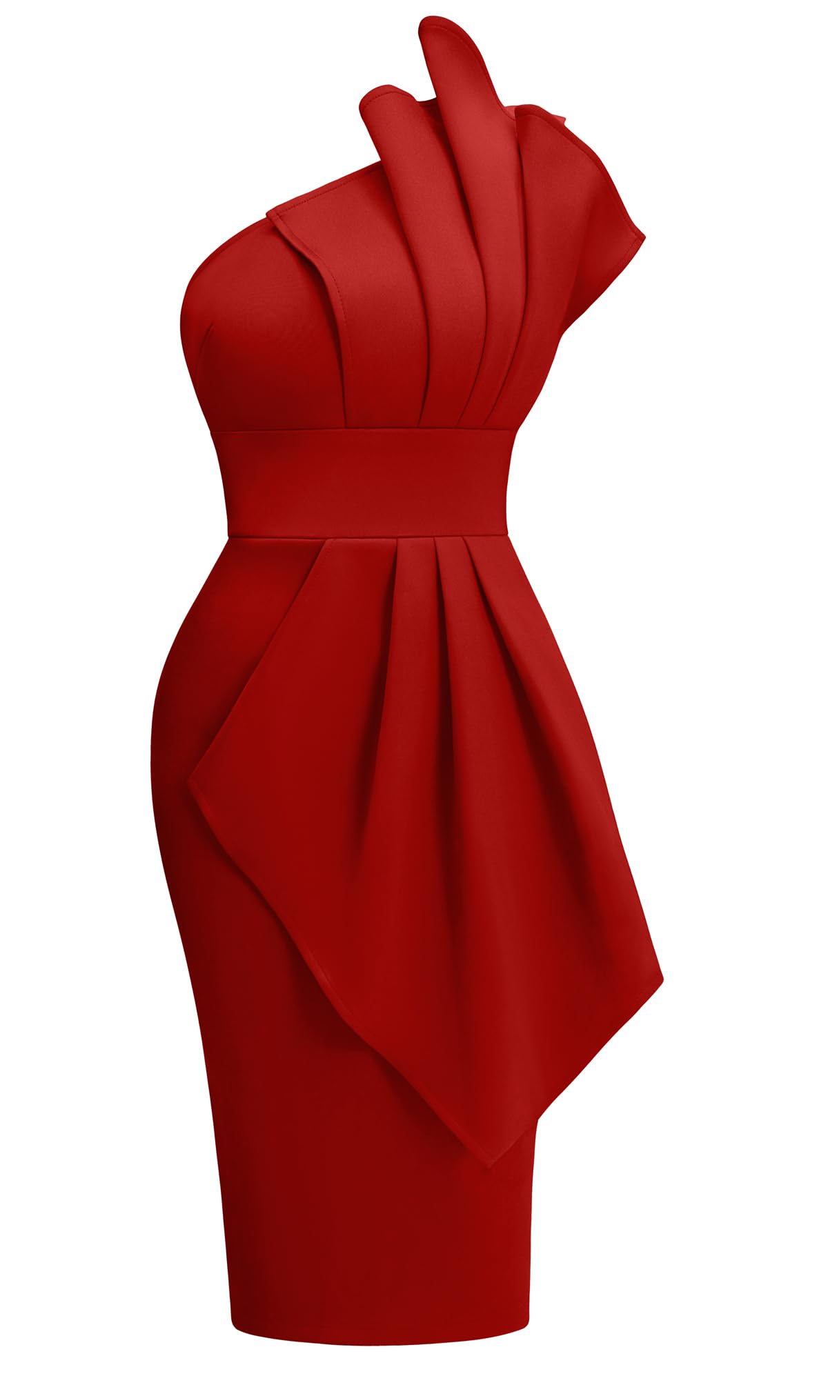 Elegant One Shoulder Pleated Bodycon Midi Dress for Women - Perfect for Party, Club, and Evening Events