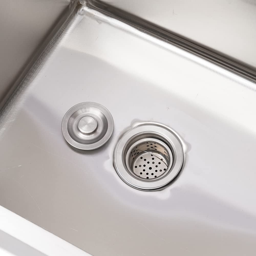 304 Stainless Steel Commercial Utility Sink with Faucet & Drainboard - 47.2x23.6x34.5 Inch Heavy Duty Outdoor Kitchen Prep Sink Station - Perfect for Restaurants, Food Trucks, BBQ Areas & Outdoor Cooking Stations (US Stock)