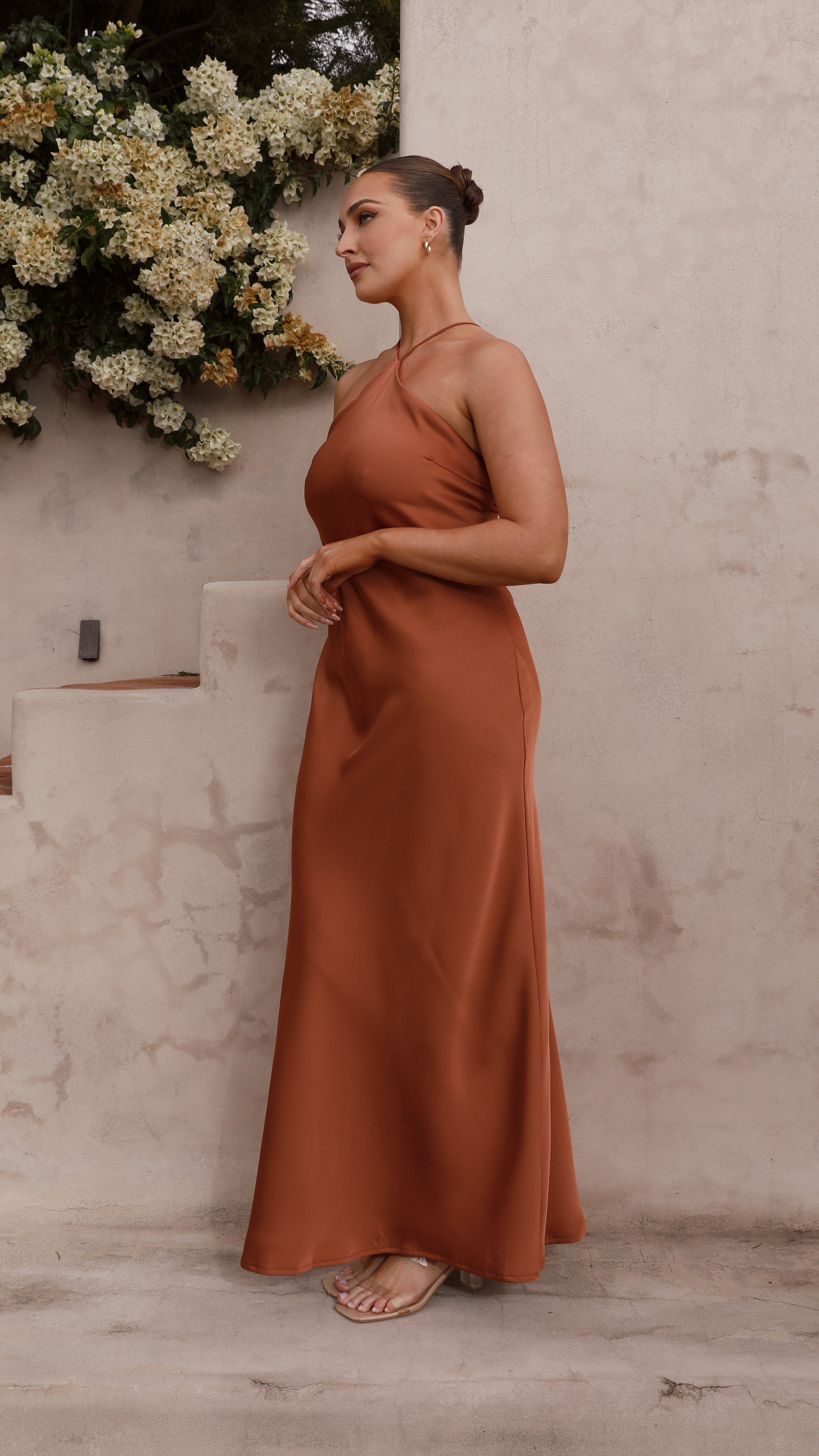 Chiara Maxi Dress in Copper - Elegant Long Flowy Dress for Women, Perfect for Weddings, Parties & Summer Outfits