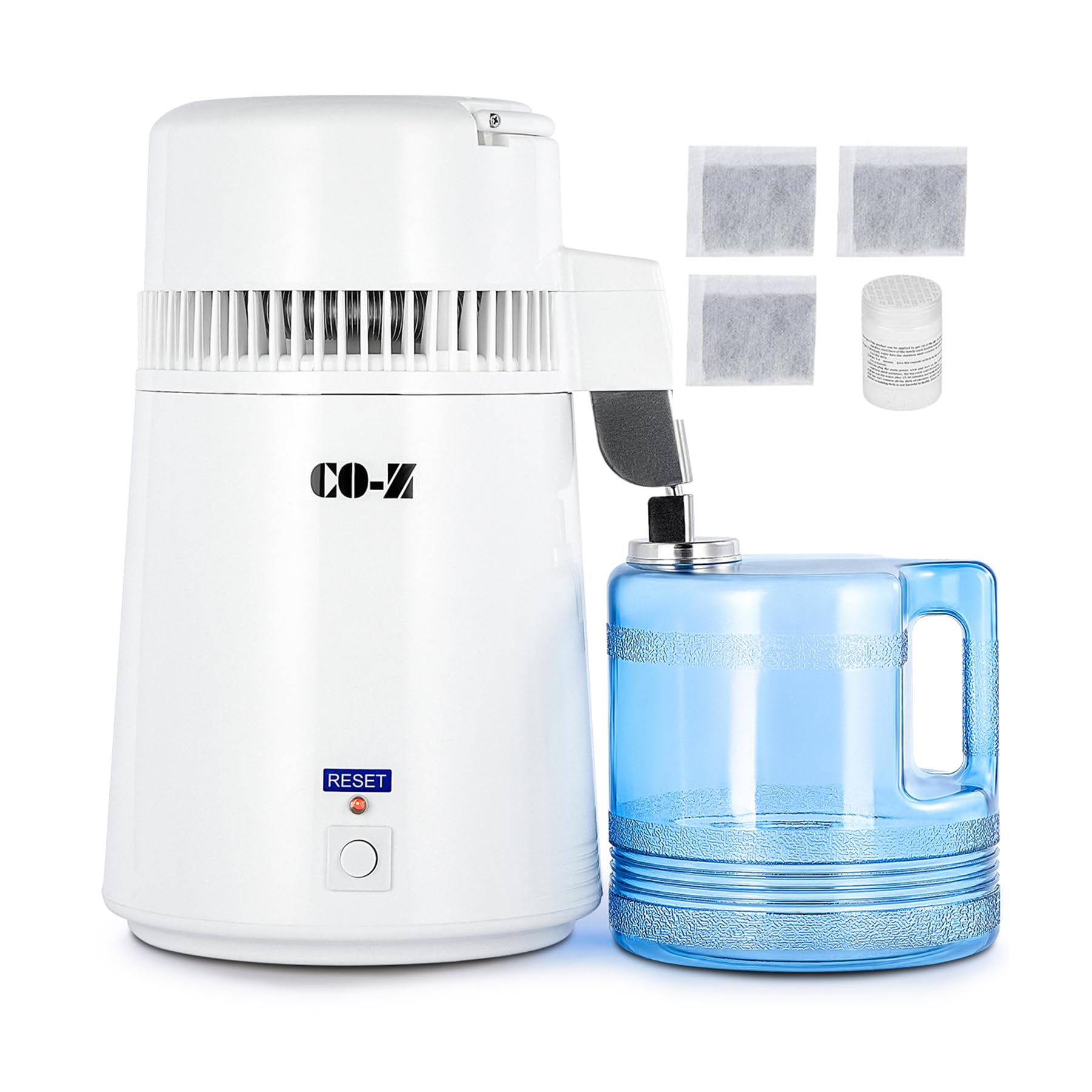 CO-Z 1.1 Gallon (4L) Countertop Water Distiller - 750W Home & Office Pure Water Maker Machine for Drinking, Humidifiers, Irons & Medical Use | Distilled Clean Water Purification System