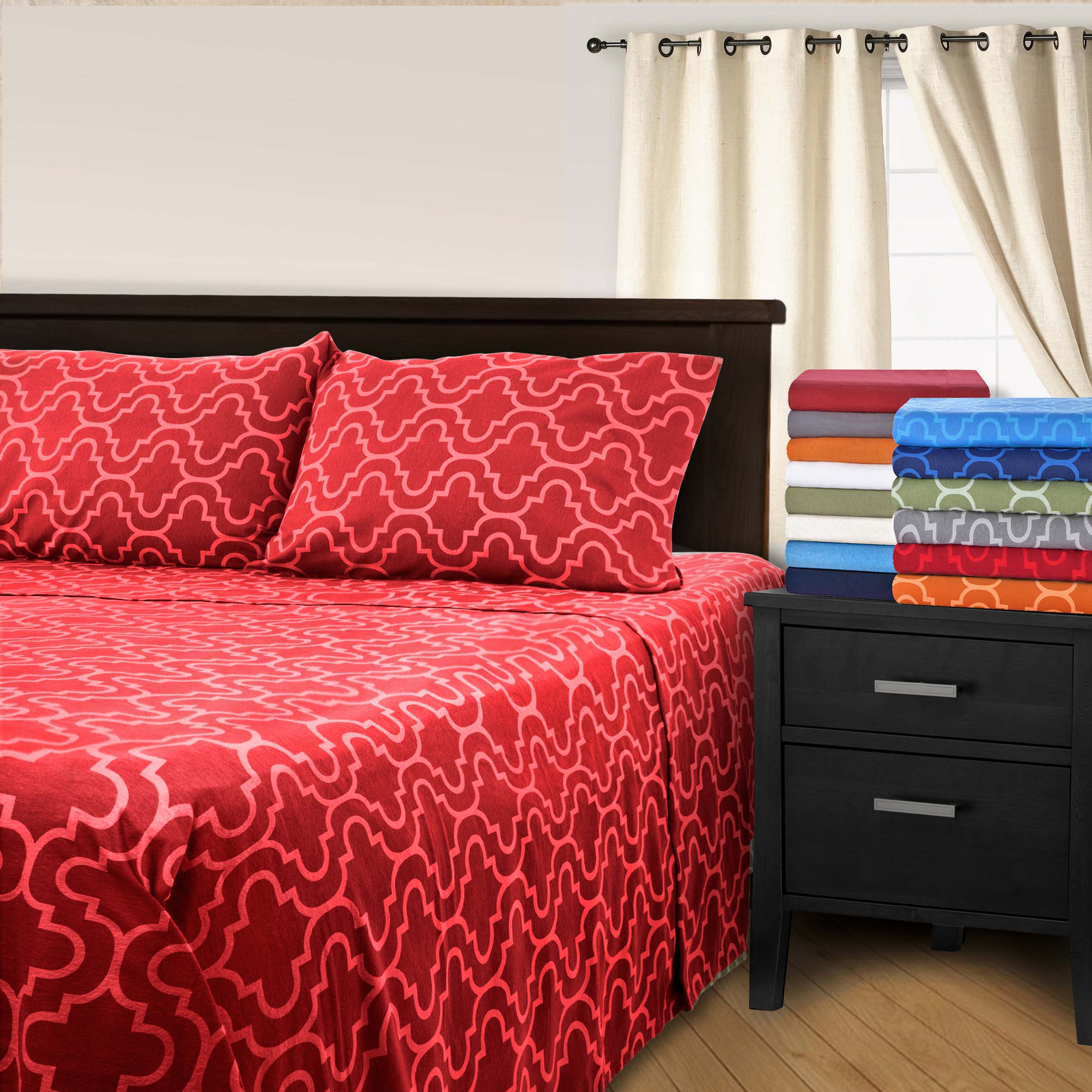 Premium Cotton Flannel Trellis Pattern Deep Pocket Sheet Set - Soft & Cozy Bedding for Winter - Perfect for Cold Nights, Guest Rooms & Cozy Bedroom Retreats